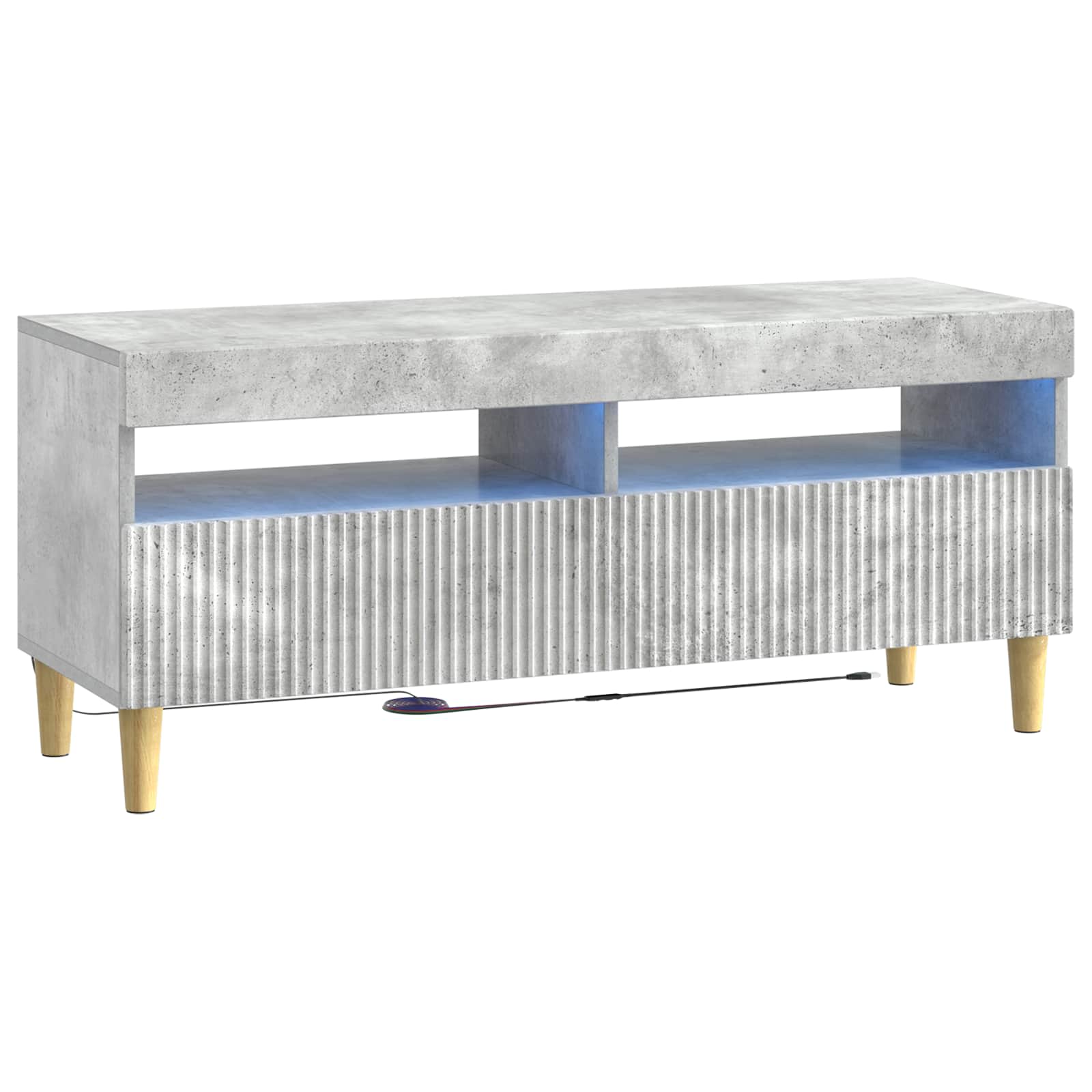 5-teiliges LED TV Schrank Betongrau Holzwerkstoff