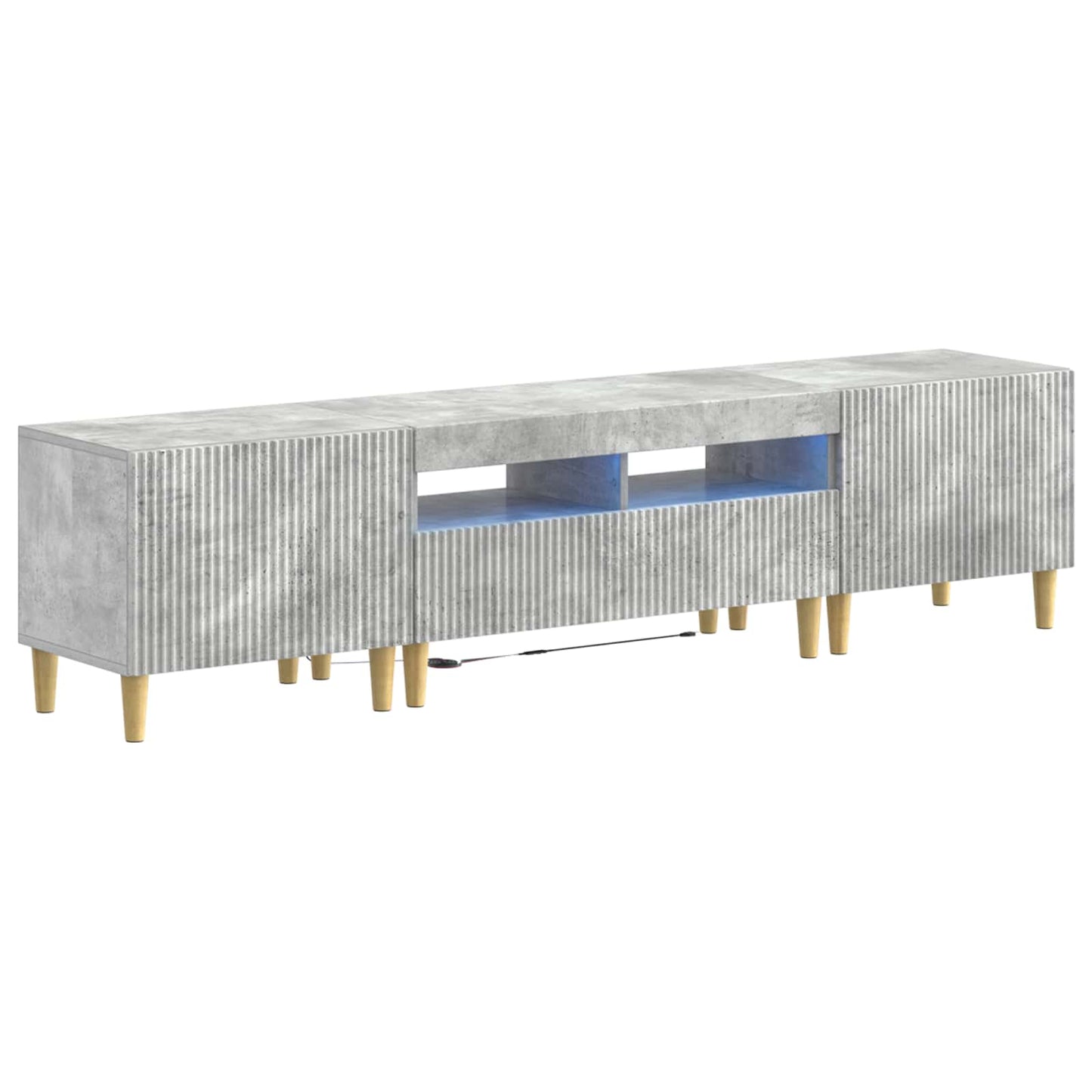 5-teiliges LED TV Schrank Betongrau Holzwerkstoff