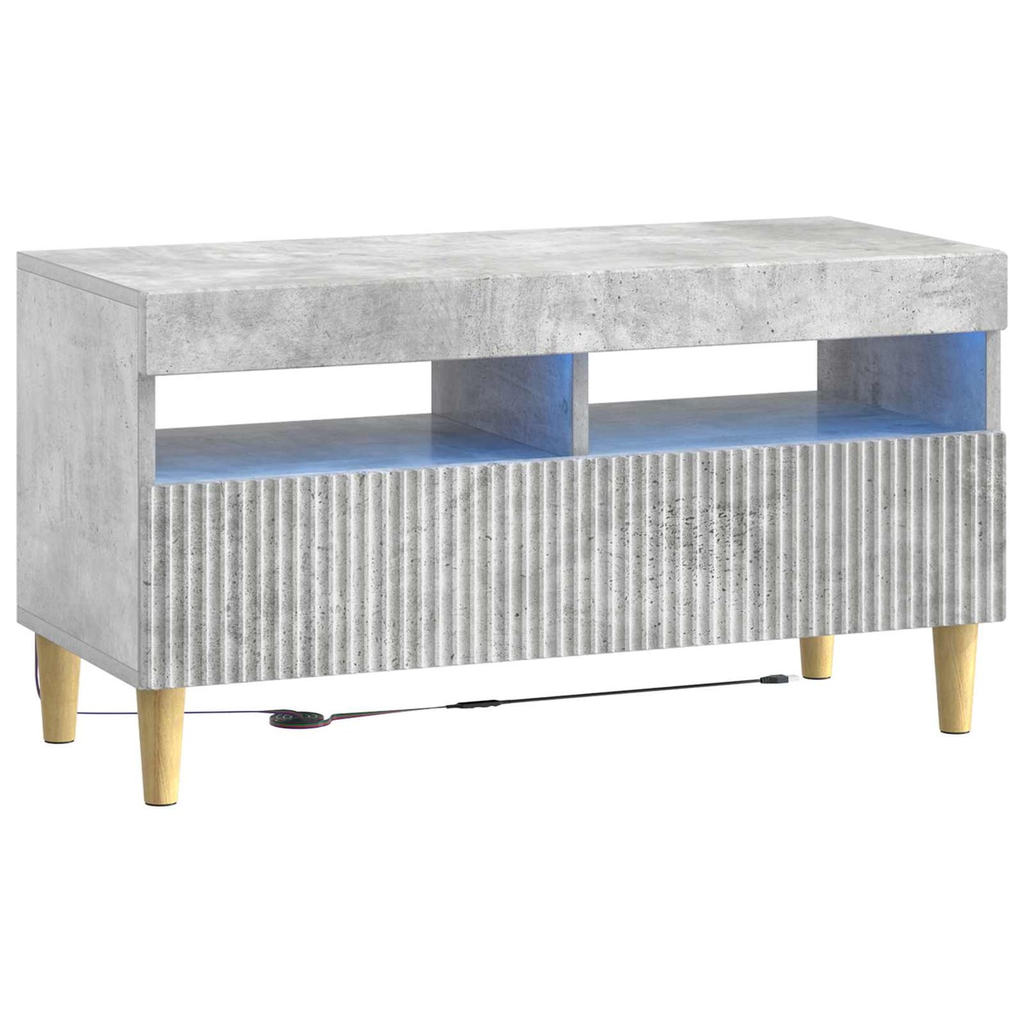 5-teiliges LED TV Schrank Betongrau Holzwerkstoff