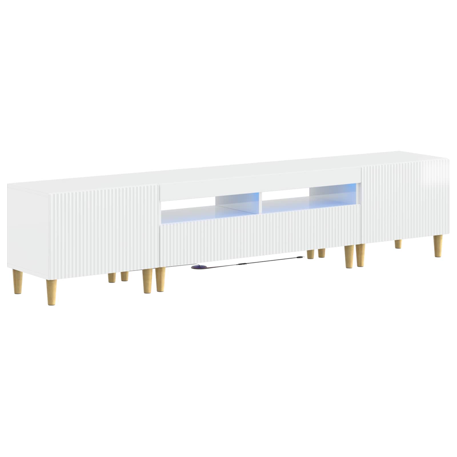 5-teiliges LED TV Schrank Hochglanz Weiß Holzwerkstoff