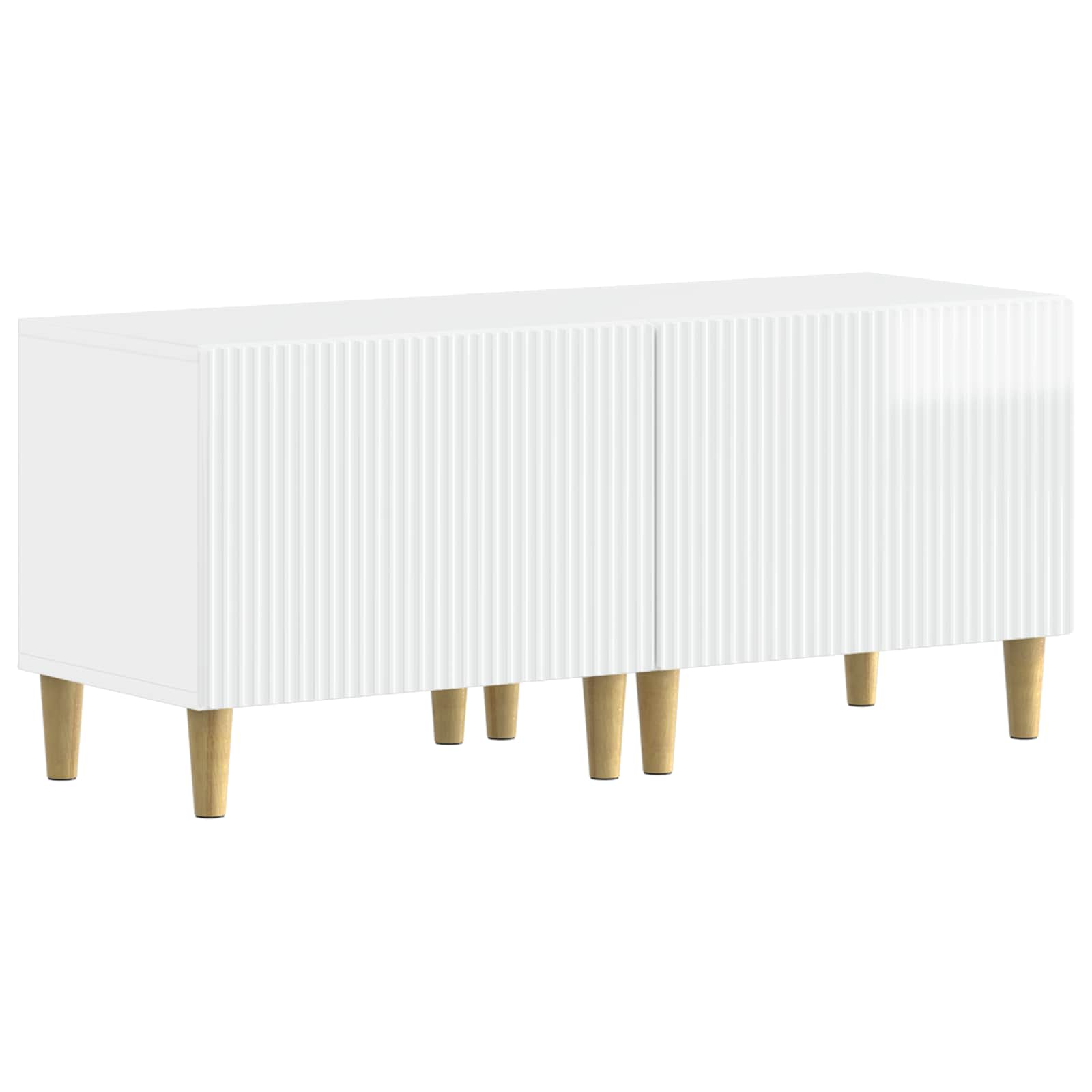 5-teiliges LED TV Schrank Hochglanz Weiß Holzwerkstoff