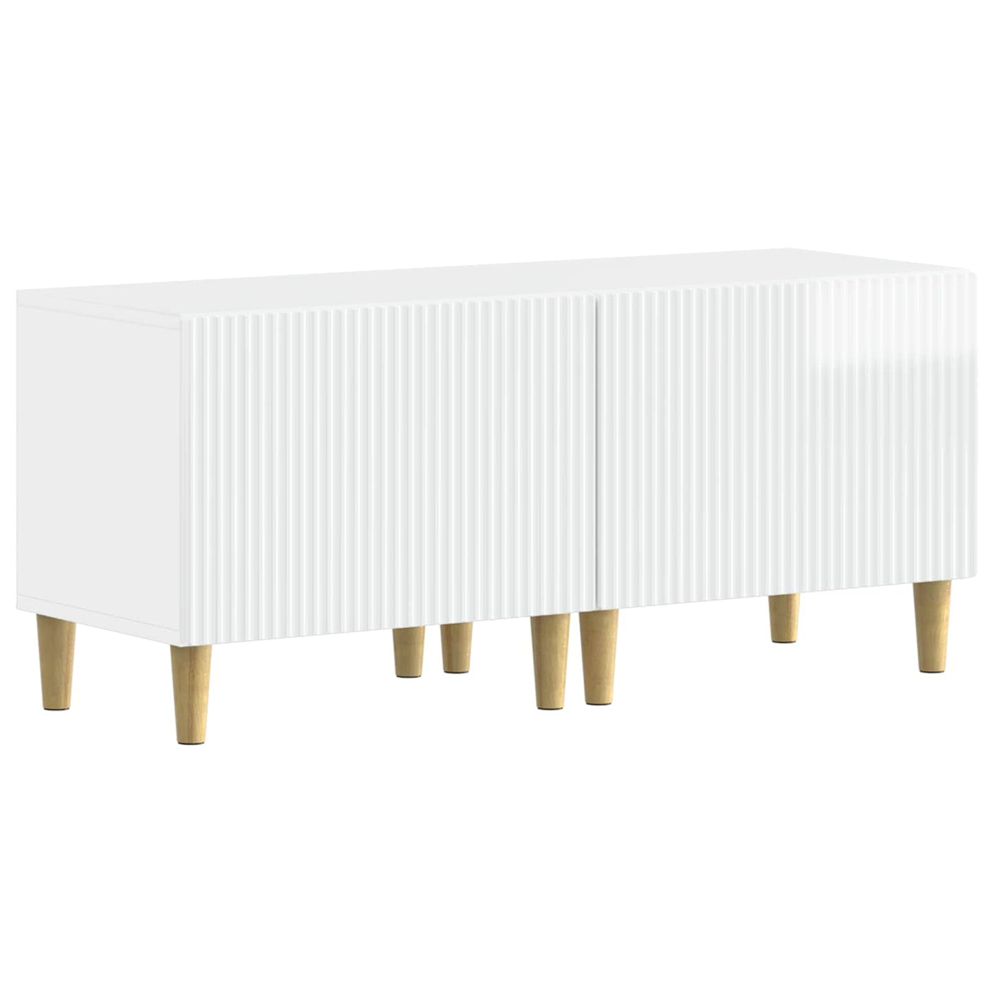 5-teiliges LED TV Schrank Hochglanz Weiß Holzwerkstoff