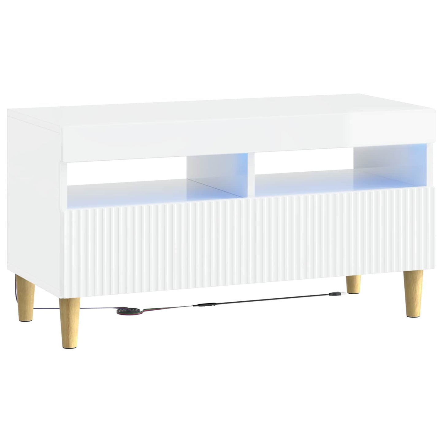 5-teiliges LED TV Schrank Hochglanz Weiß Holzwerkstoff