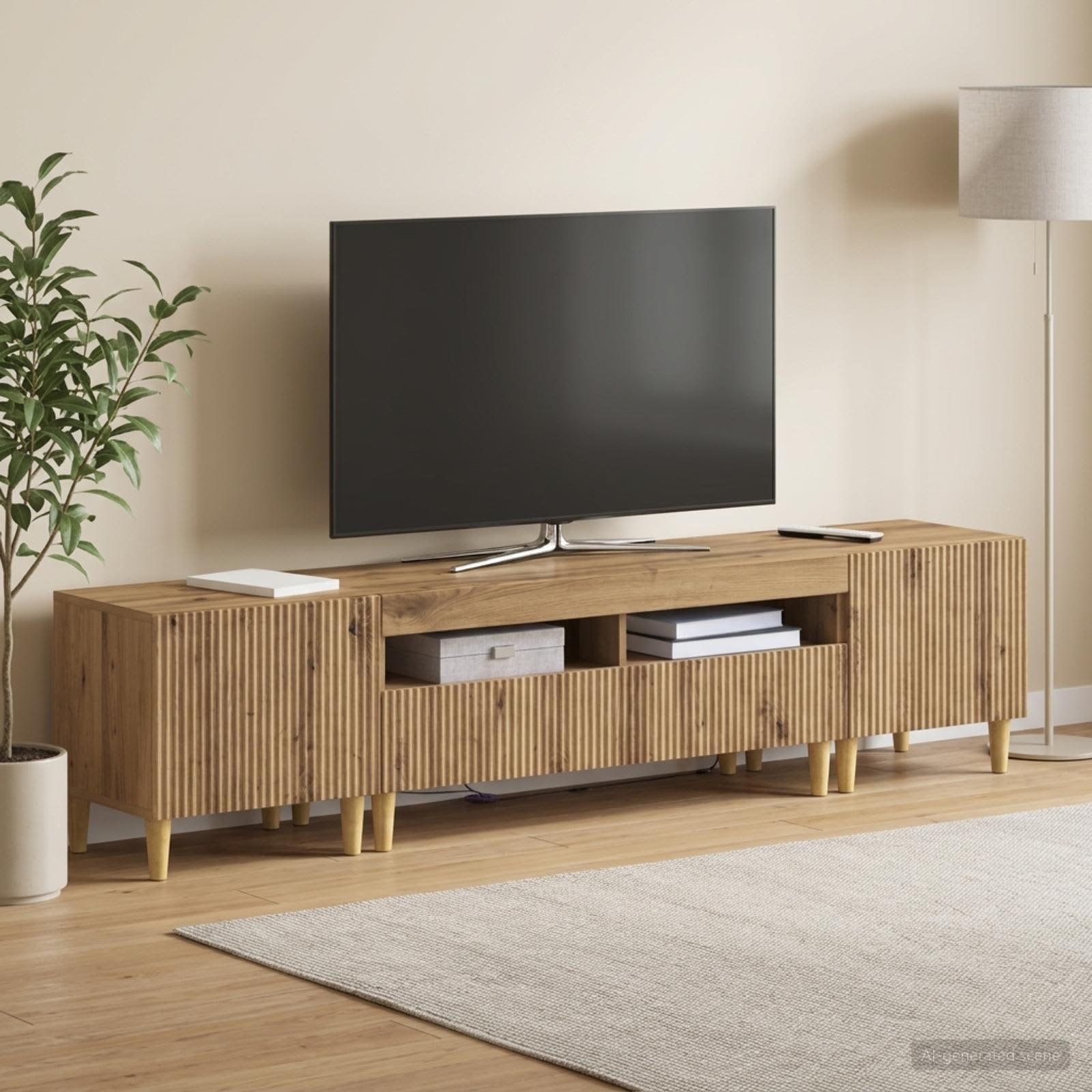 5-teiliges LED TV Schrank Artisan-Eiche Holzwerkstoff