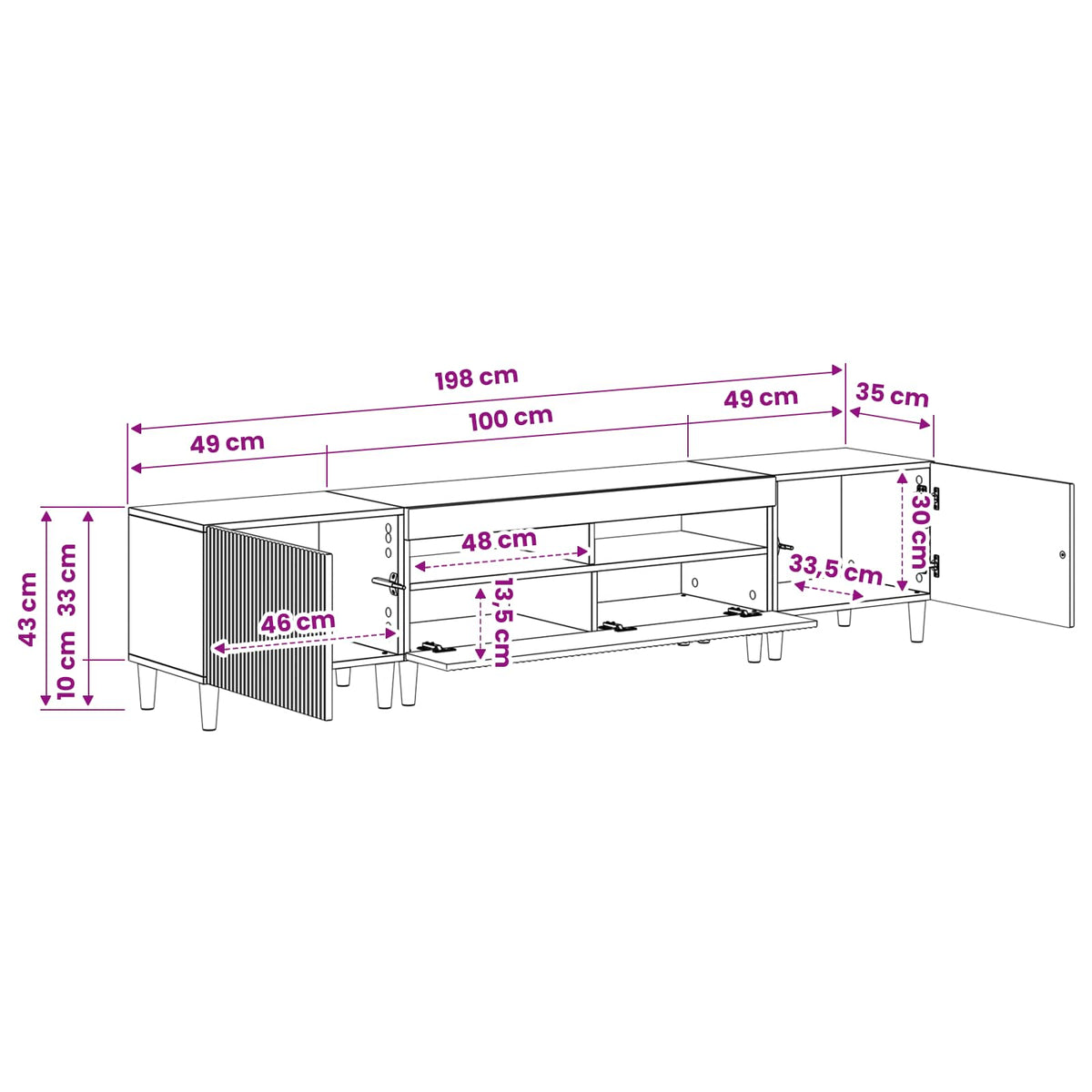 3-teiliges LED TV Regal ARNHEM 3 stk. Artisan-Eiche