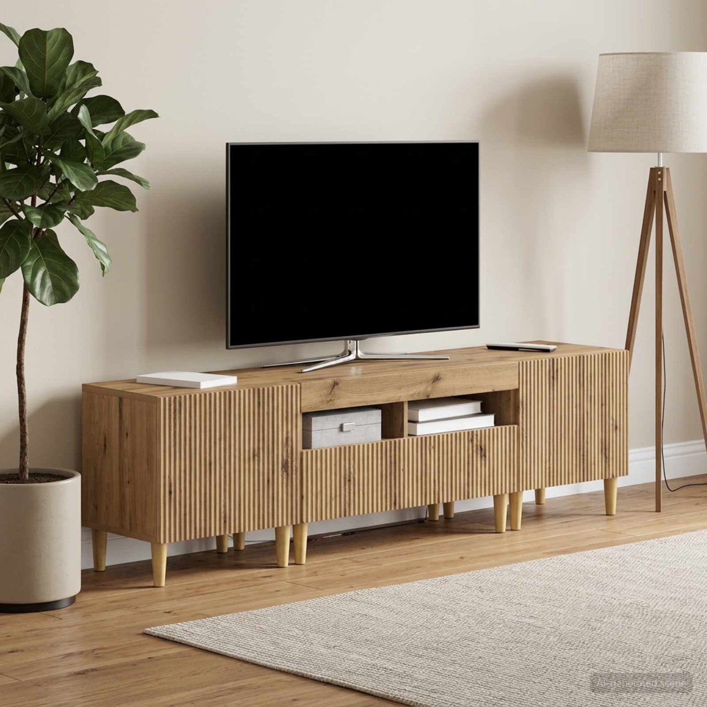 5-teiliges LED TV Schrank Artisan-Eiche Holzwerkstoff