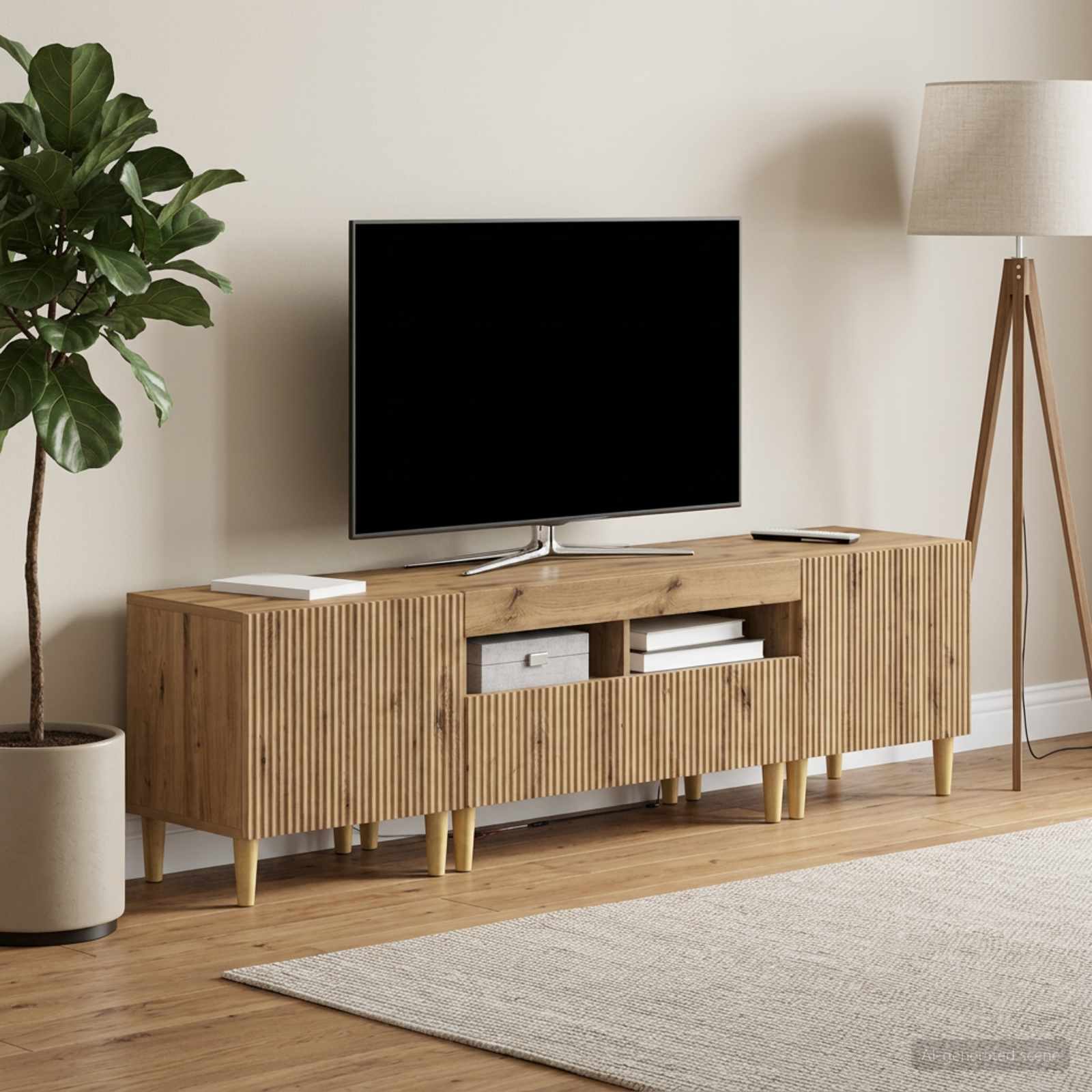 5-teiliges LED TV Schrank Artisan-Eiche Holzwerkstoff