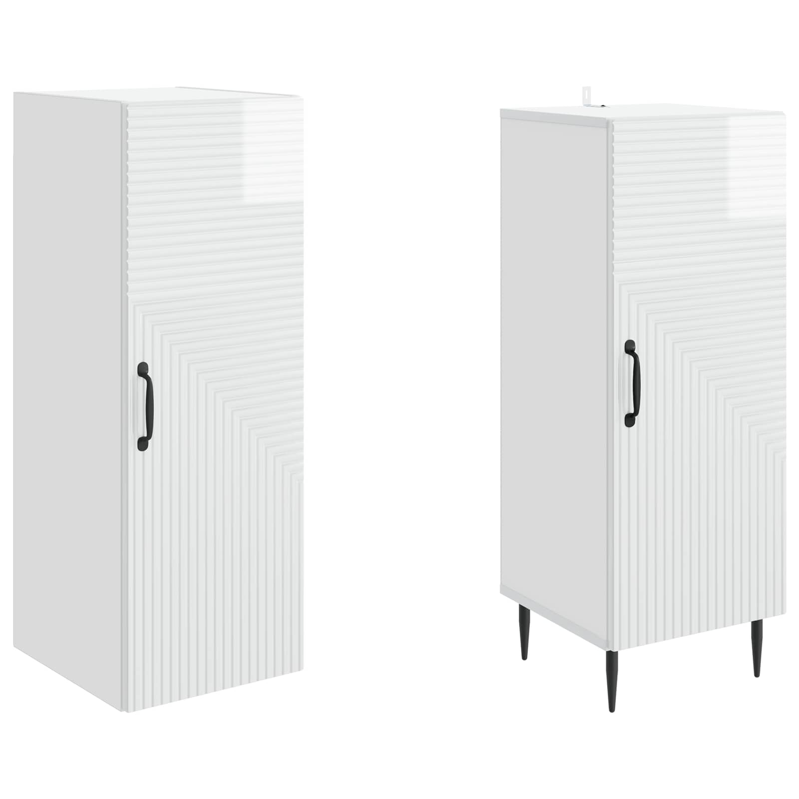 Schrankset 2 pcs Hochglanz Weiß 33 x 34,5 x 89,5 cm
