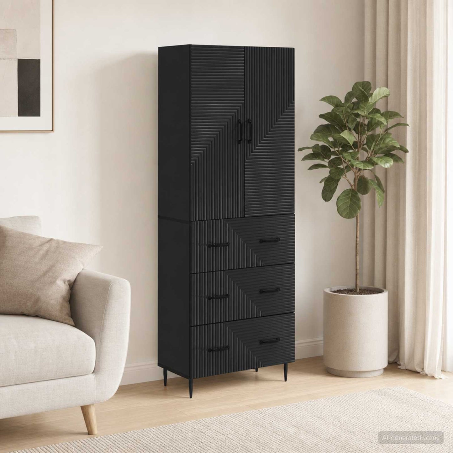 Schrankset 2 pcs Schwarz 66 x 34,5 x 90 cm Holzwerkstoff