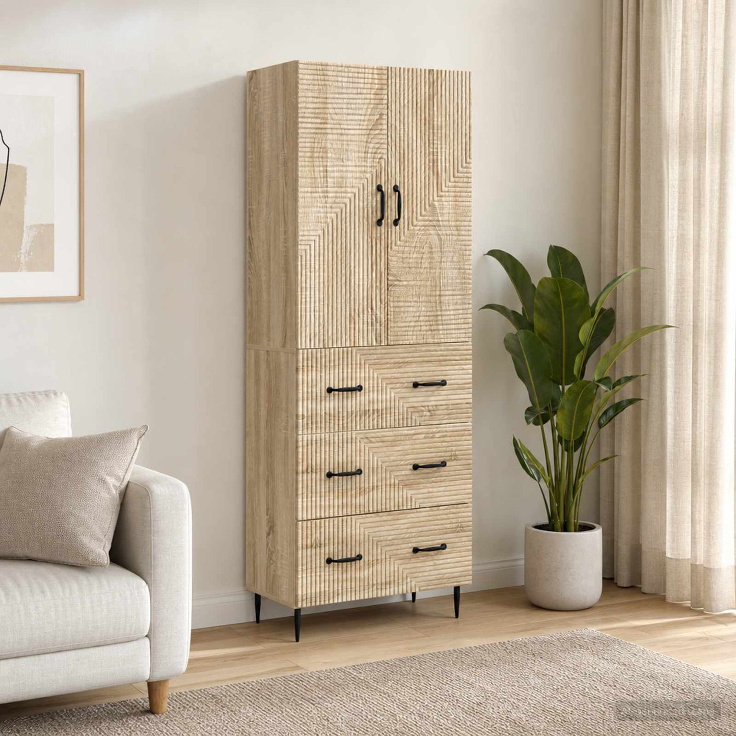 Schrankset 2 stk. 66 x 34,5 x 90 cm Holzwerkstoff Sonoma-Eiche