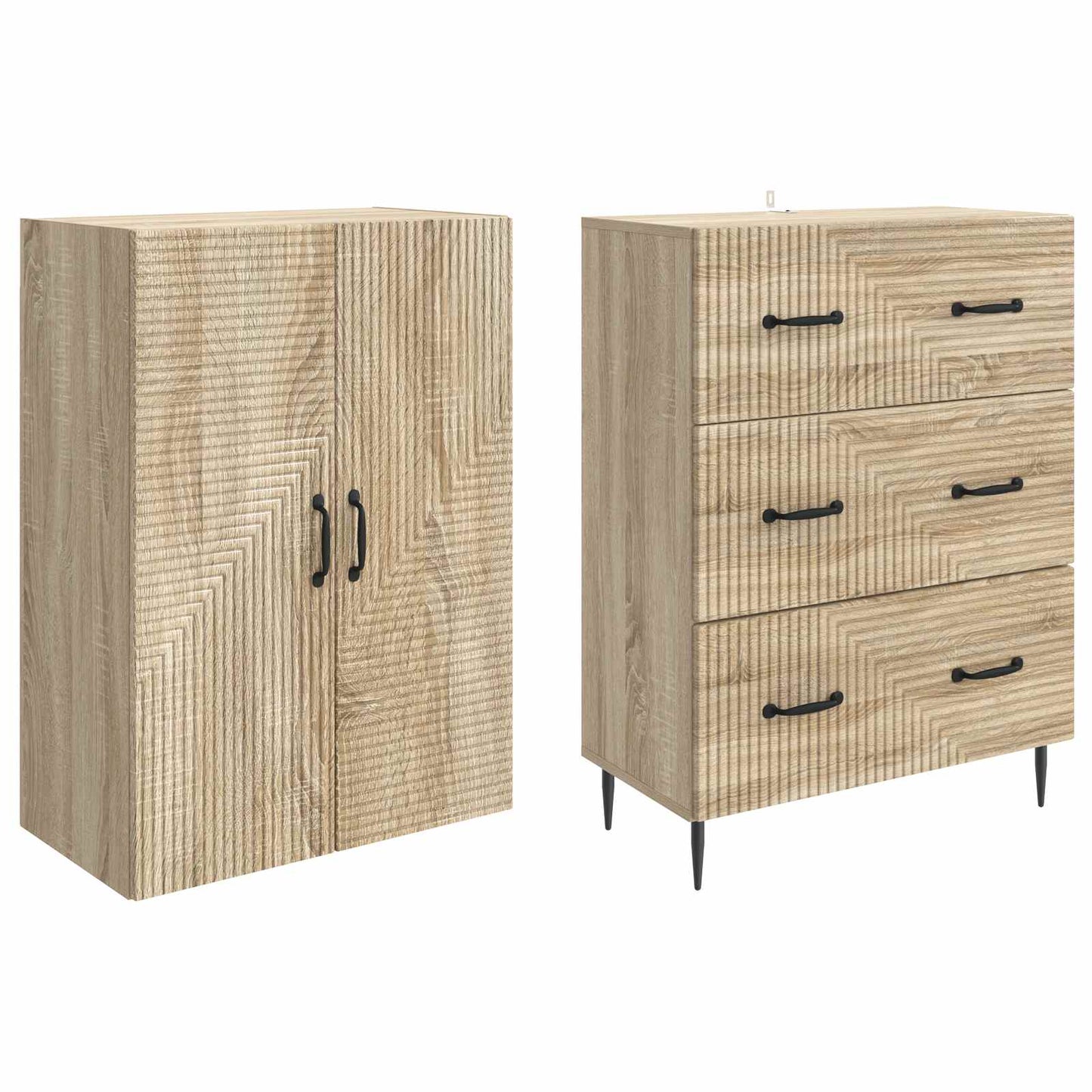 Schrankset 2 stk. 66 x 34,5 x 90 cm Holzwerkstoff Sonoma-Eiche