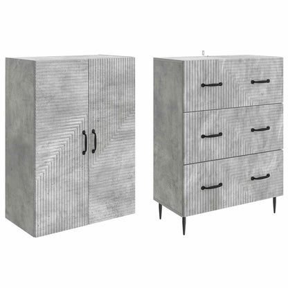 Schrankset 2 stk. 66 x 34,5 x 90 cm Holzwerkstoff Betongrau