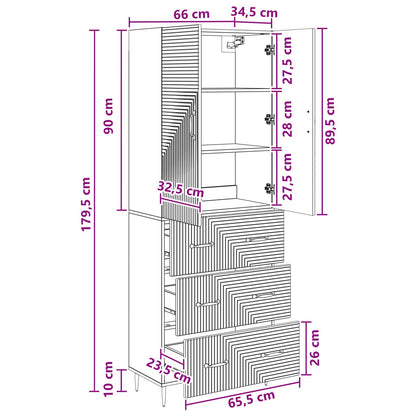 Schrankset 2 stk. 66 x 34,5 x 90 cm Holzwerkstoff Betongrau