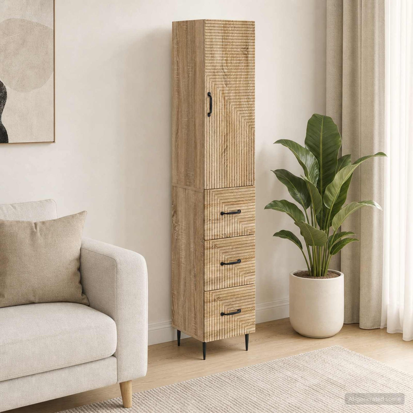 Schrankset 2 stk. 33 x 34,5 x 90 cm Holzwerkstoff Sonoma-Eiche