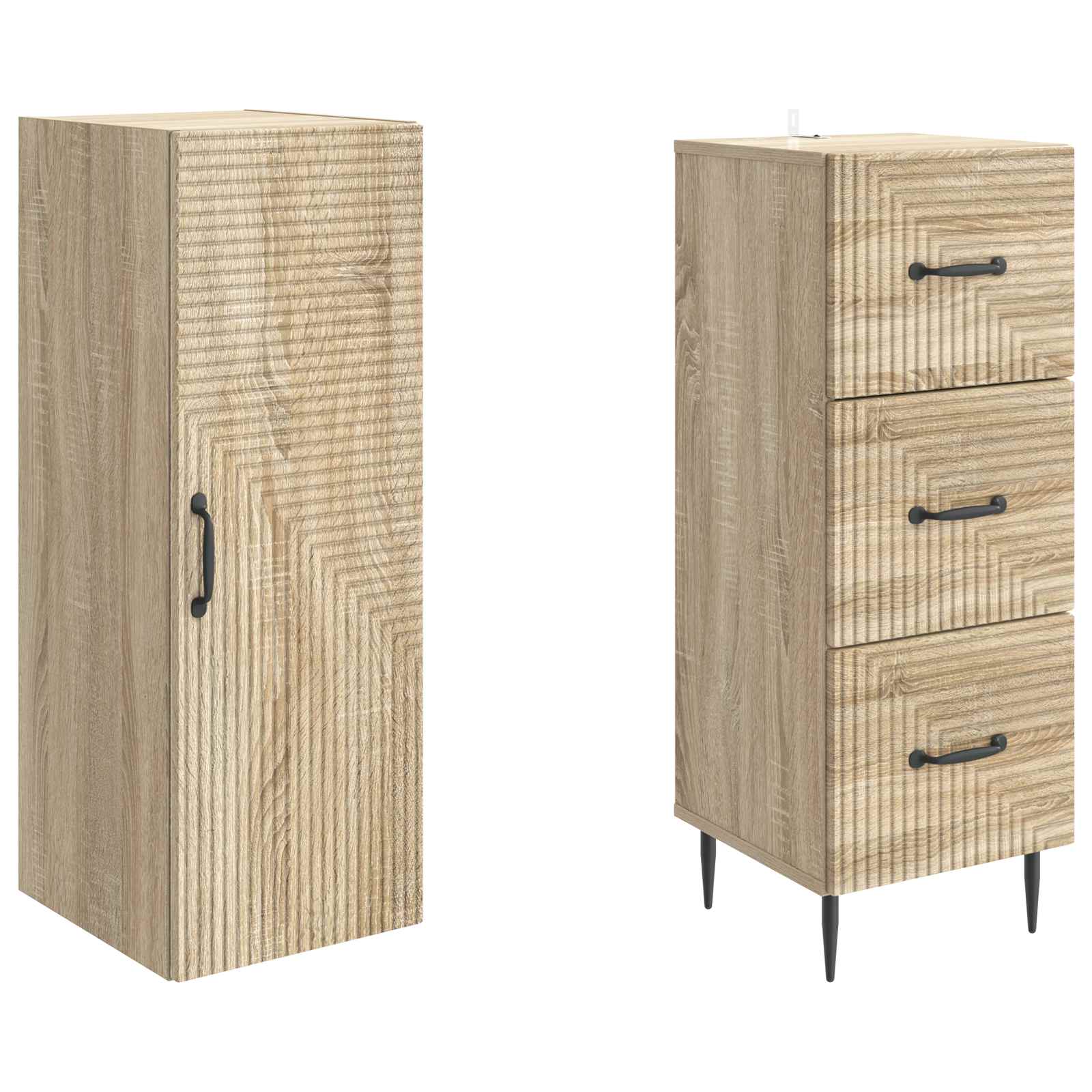 Schrankset 2 stk. 33 x 34,5 x 90 cm Holzwerkstoff Sonoma-Eiche