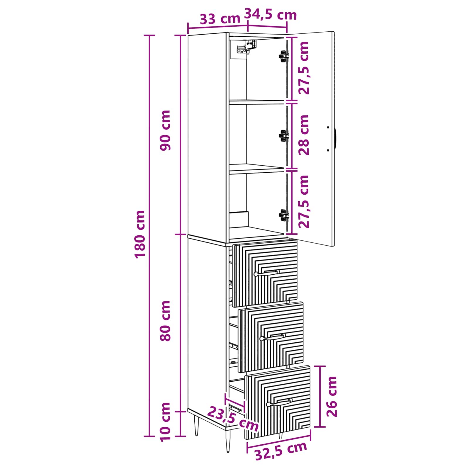 Schrankset 2 stk. 33 x 34,5 x 90 cm Holzwerkstoff Sonoma-Eiche