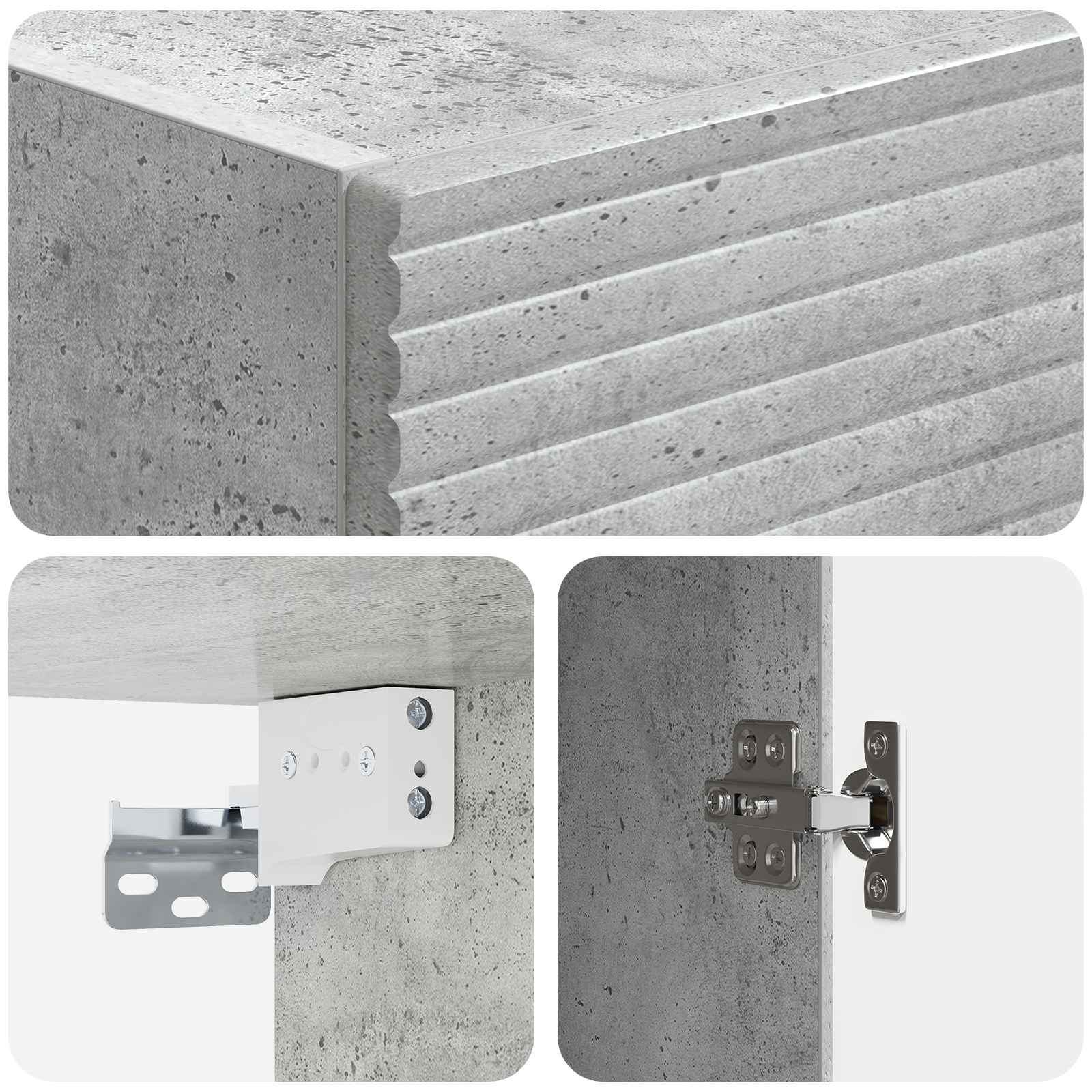 Schrankset 2 stk. 33 x 34,5 x 90 cm Holzwerkstoff Betongrau
