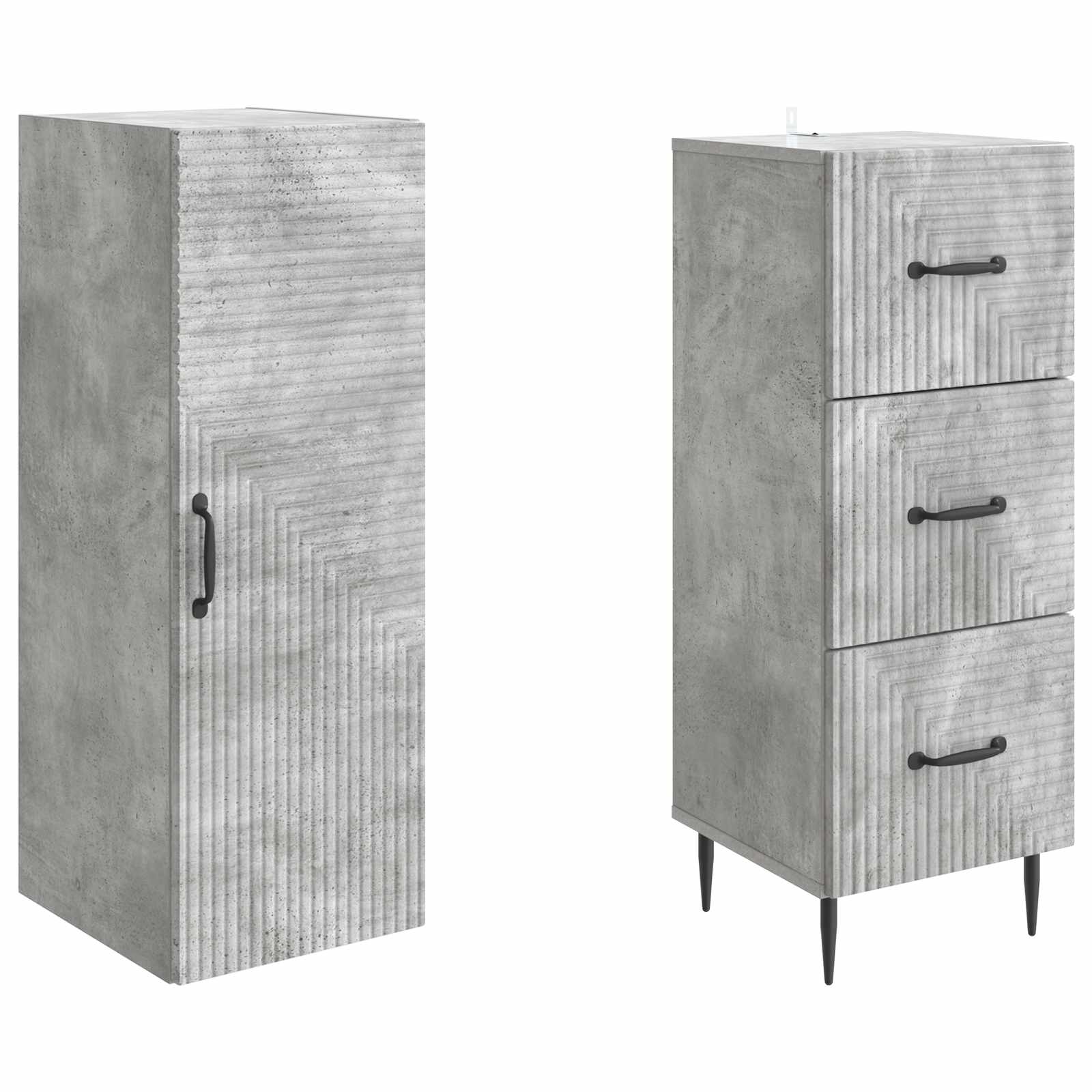 Schrankset 2 stk. 33 x 34,5 x 90 cm Holzwerkstoff Betongrau