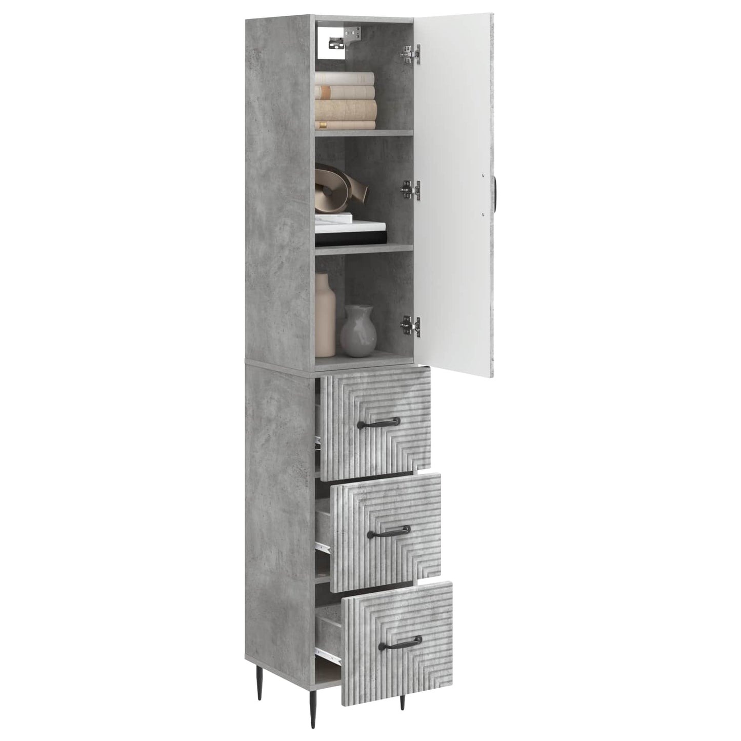 Schrankset 2 stk. 33 x 34,5 x 90 cm Holzwerkstoff Betongrau