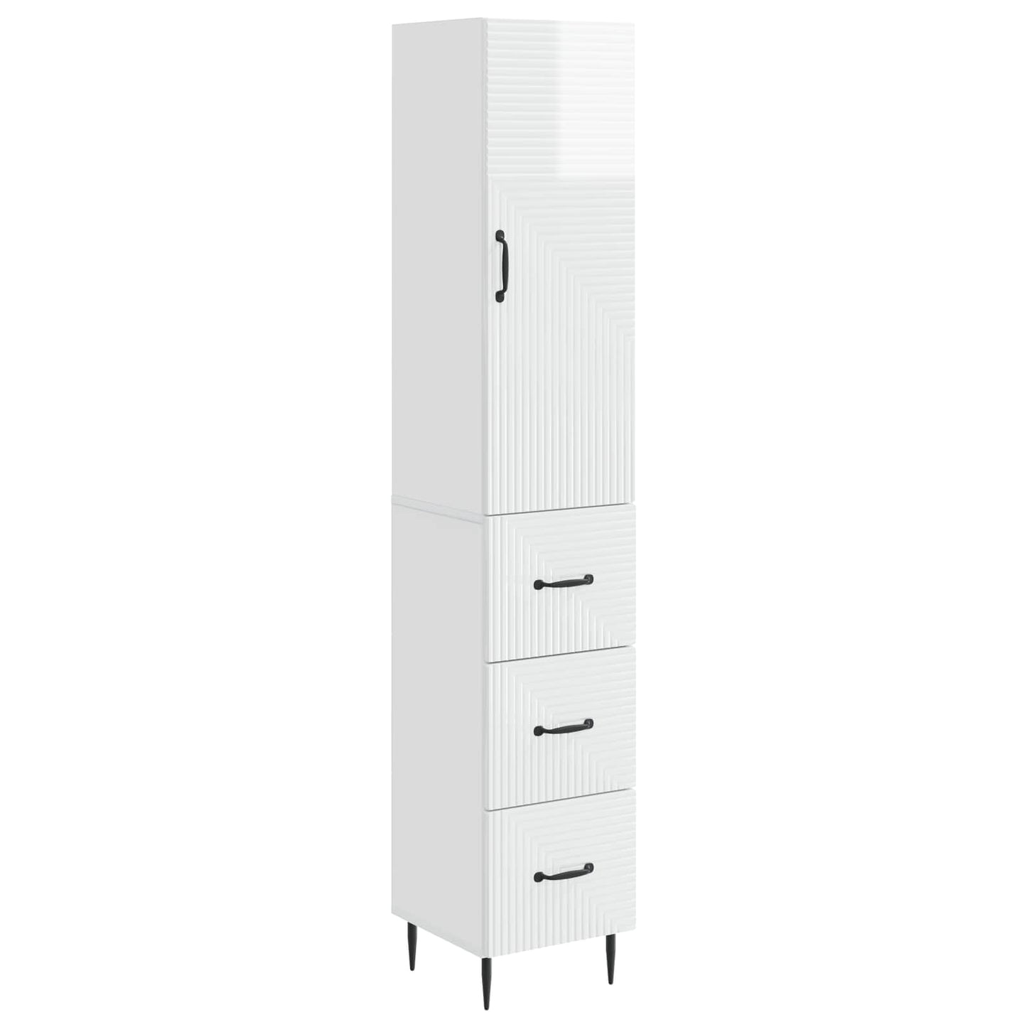 Schrankset 2 pcs Hochglanz Weiß 33 x 34,5 x 90 cm Holzwerkstoff