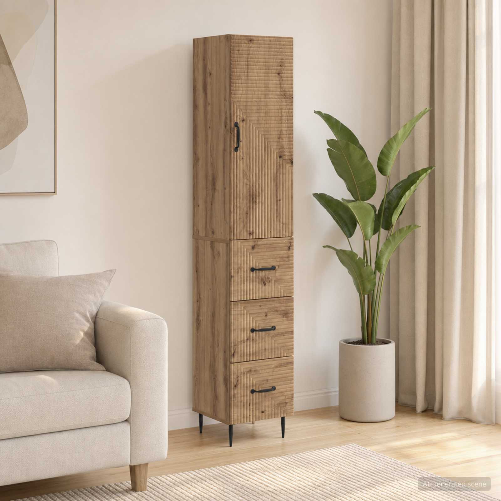 Schrankset 2 stk. 33 x 34,5 x 90 cm Holzwerkstoff Artisan-Eiche