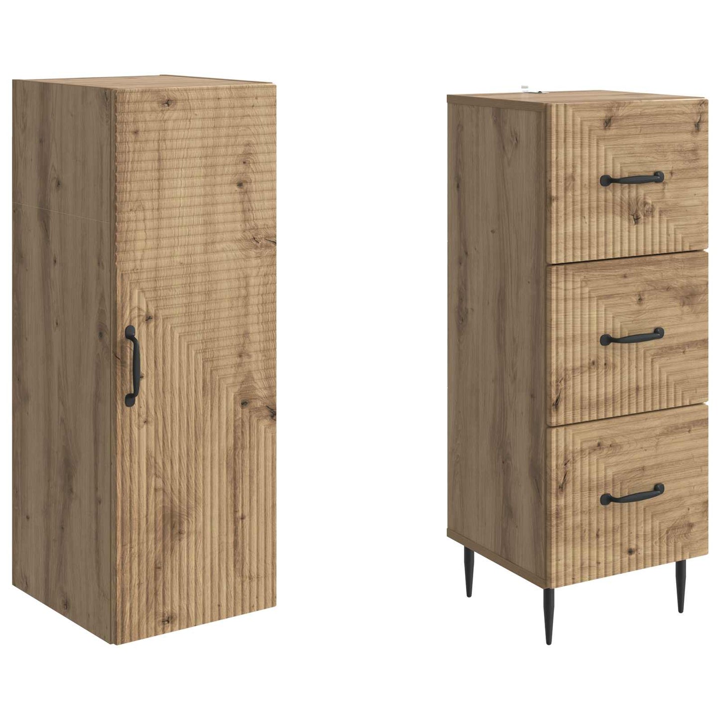 Schrankset 2 stk. 33 x 34,5 x 90 cm Holzwerkstoff Artisan-Eiche