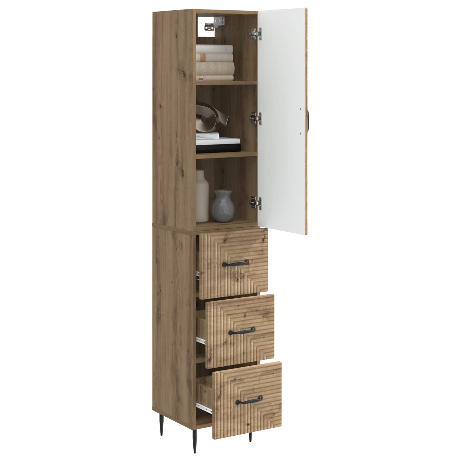 Schrankset 2 stk. 33 x 34,5 x 90 cm Holzwerkstoff Artisan-Eiche