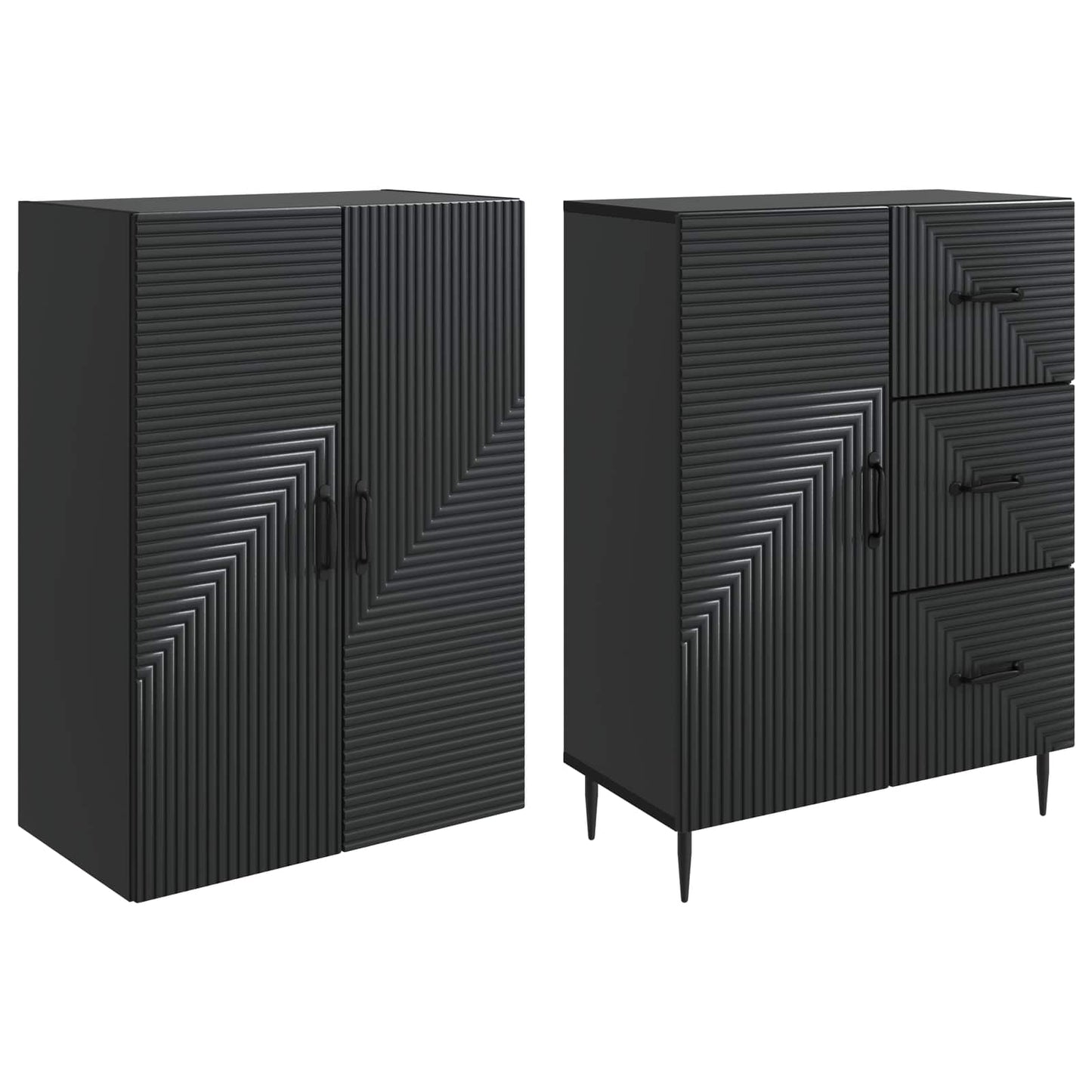 Schrankset 2 pcs Schwarz 66 x 34,5 x 89,5 cm Holzwerkstoff