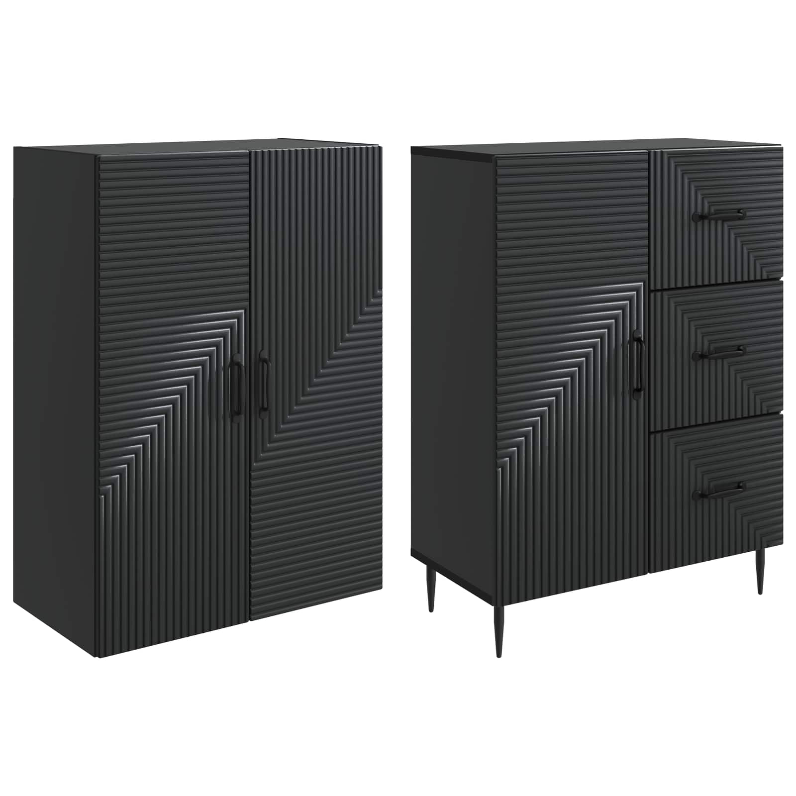 Schrankset 2 pcs Schwarz 66 x 34,5 x 89,5 cm Holzwerkstoff