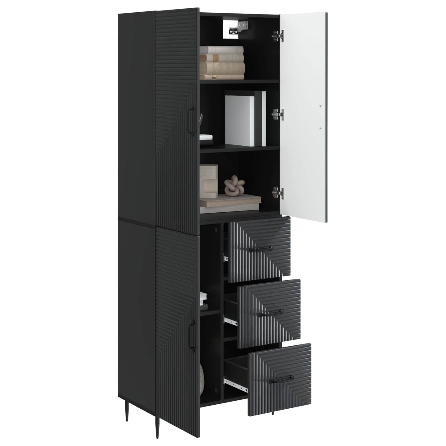Schrankset 2 pcs Schwarz 66 x 34,5 x 89,5 cm Holzwerkstoff