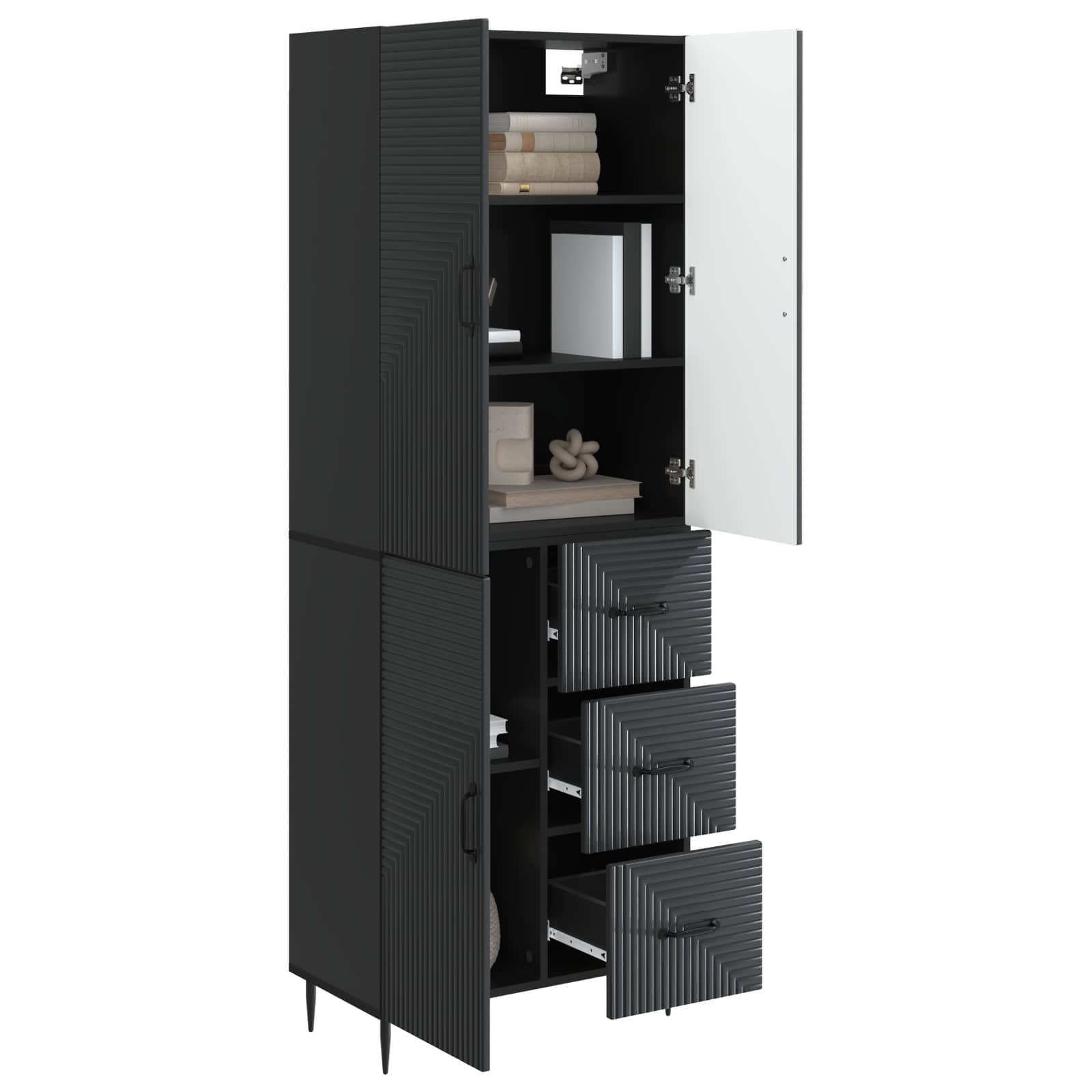 Schrankset 2 pcs Schwarz 66 x 34,5 x 89,5 cm Holzwerkstoff