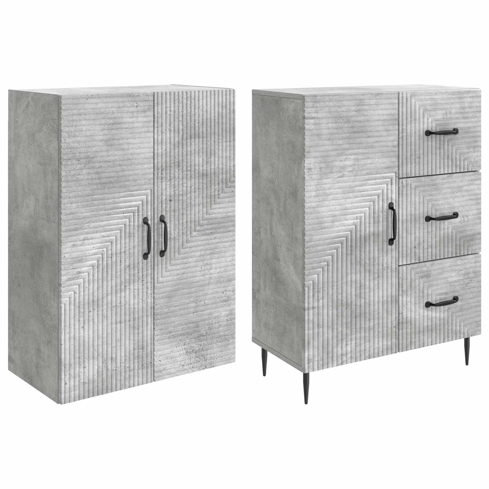 Schrankset 2 pcs Betongrau 66 x 34,5 x 89,5 cm Holzwerkstoff