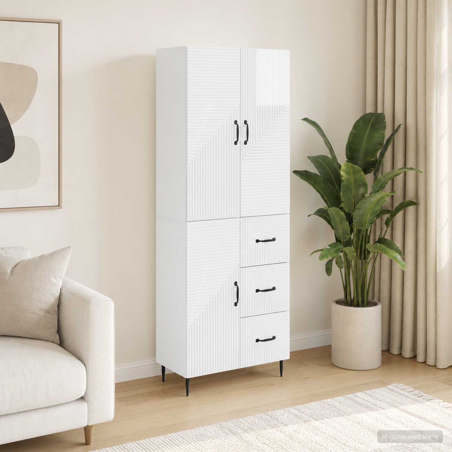 Schrankset 2 pcs Hochglanz Weiß 66 x 34,5 x 89,5 cm