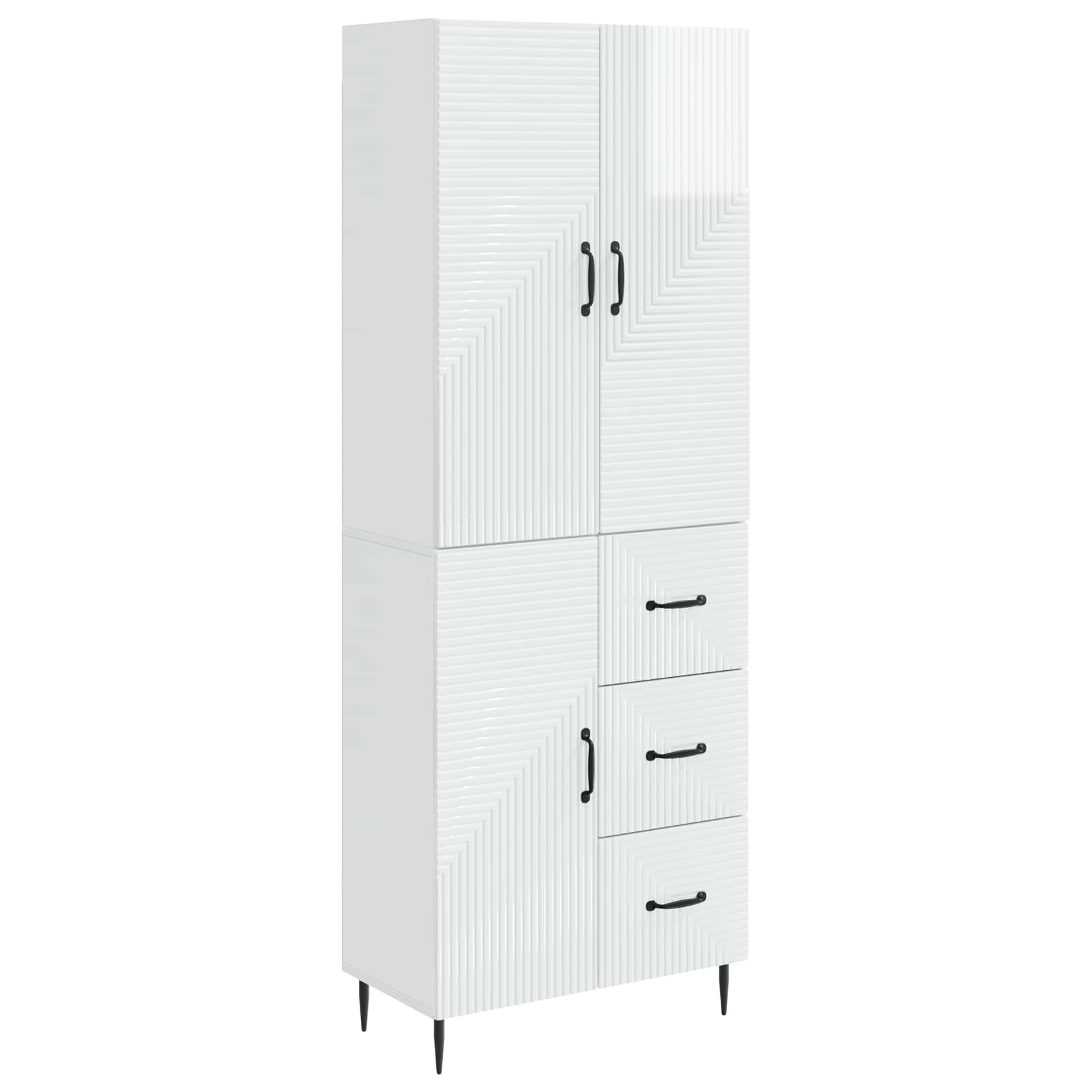 Schrankset 2 pcs Hochglanz Weiß 66 x 34,5 x 89,5 cm