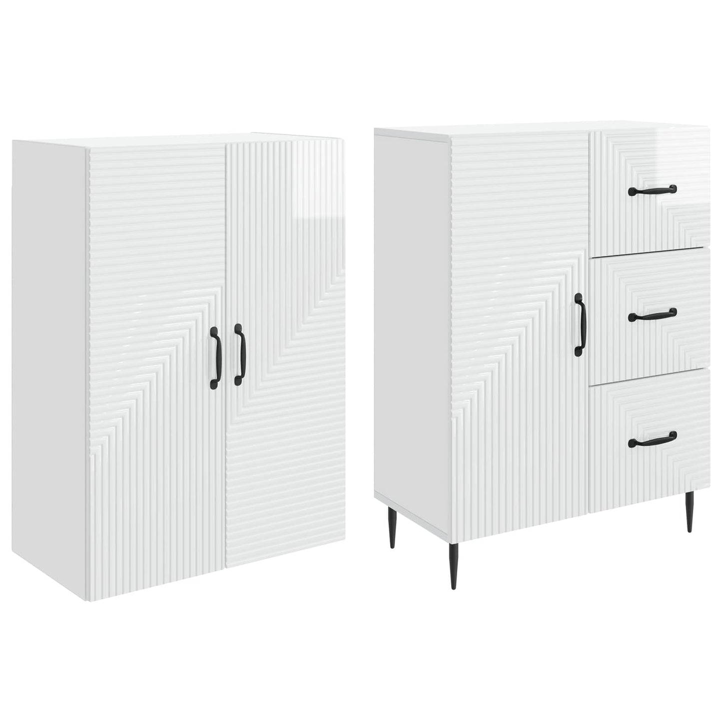 Schrankset 2 pcs Hochglanz Weiß 66 x 34,5 x 89,5 cm