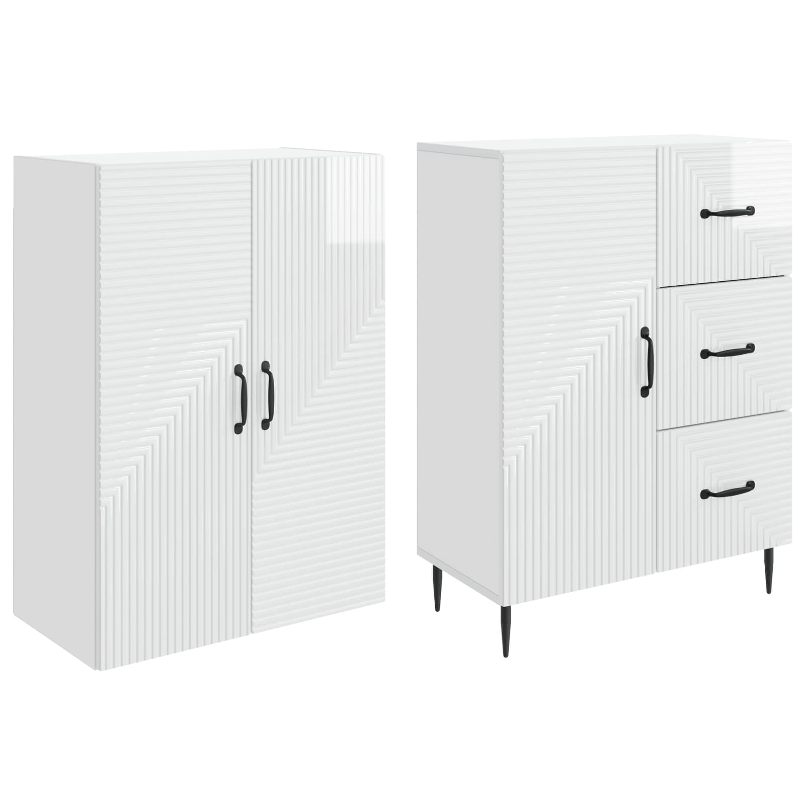Schrankset 2 pcs Hochglanz Weiß 66 x 34,5 x 89,5 cm