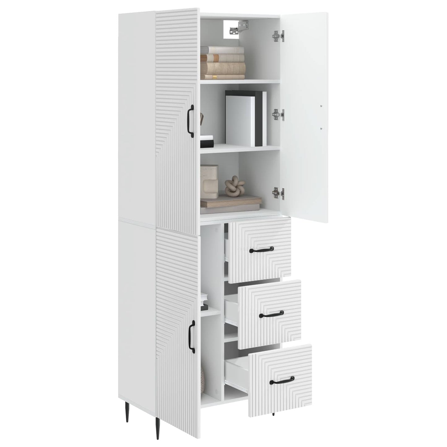 Schrankset 2 pcs Hochglanz Weiß 66 x 34,5 x 89,5 cm