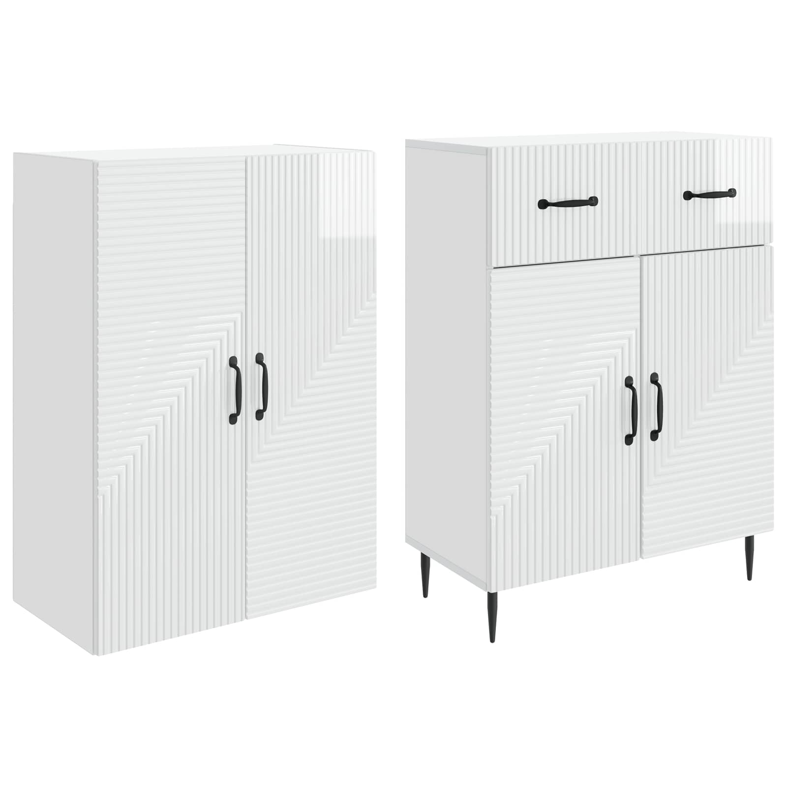 Schrankset 2 pcs Hochglanz Weiß 66 x 34,5 x 89,5 cm