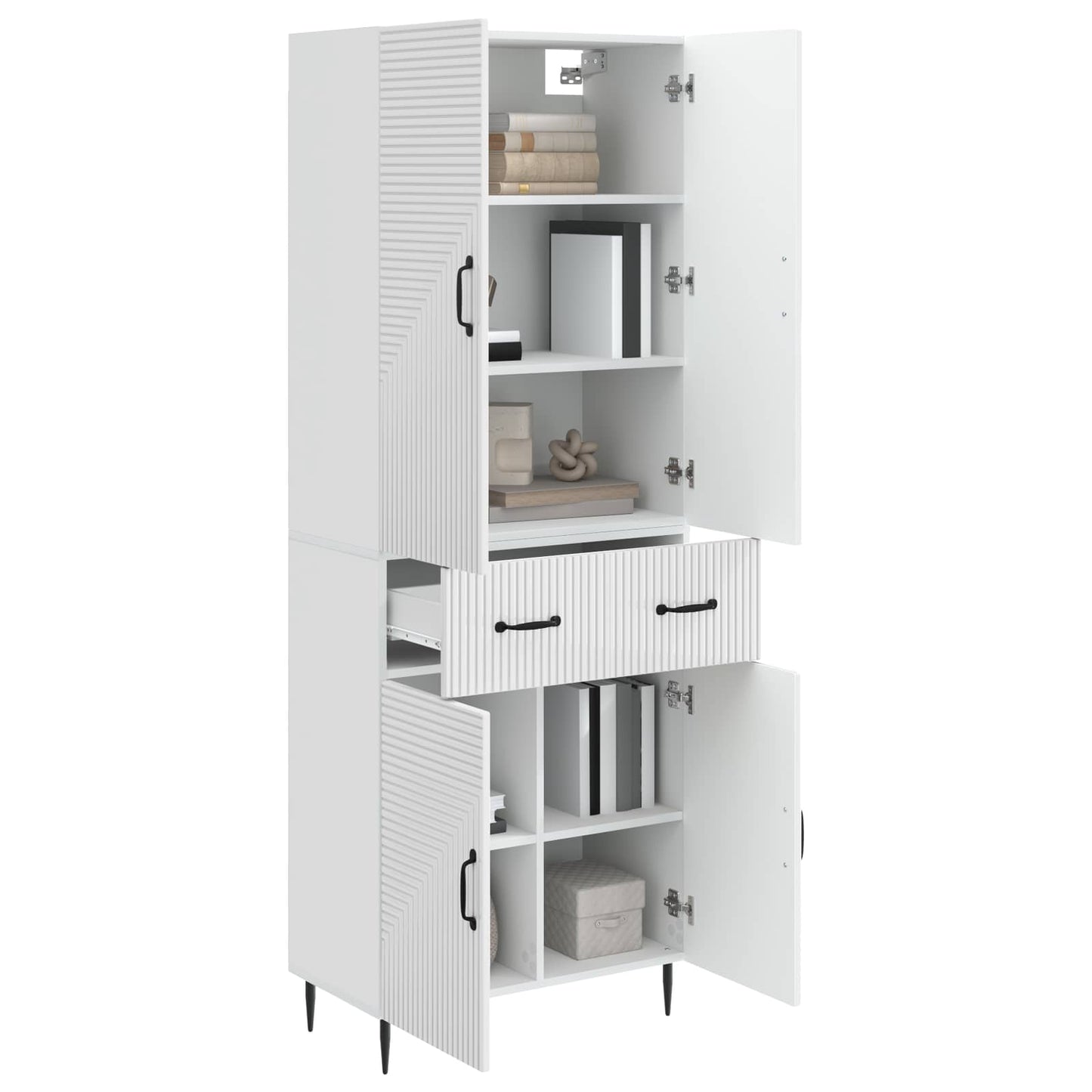 Schrankset 2 pcs Hochglanz Weiß 66 x 34,5 x 89,5 cm