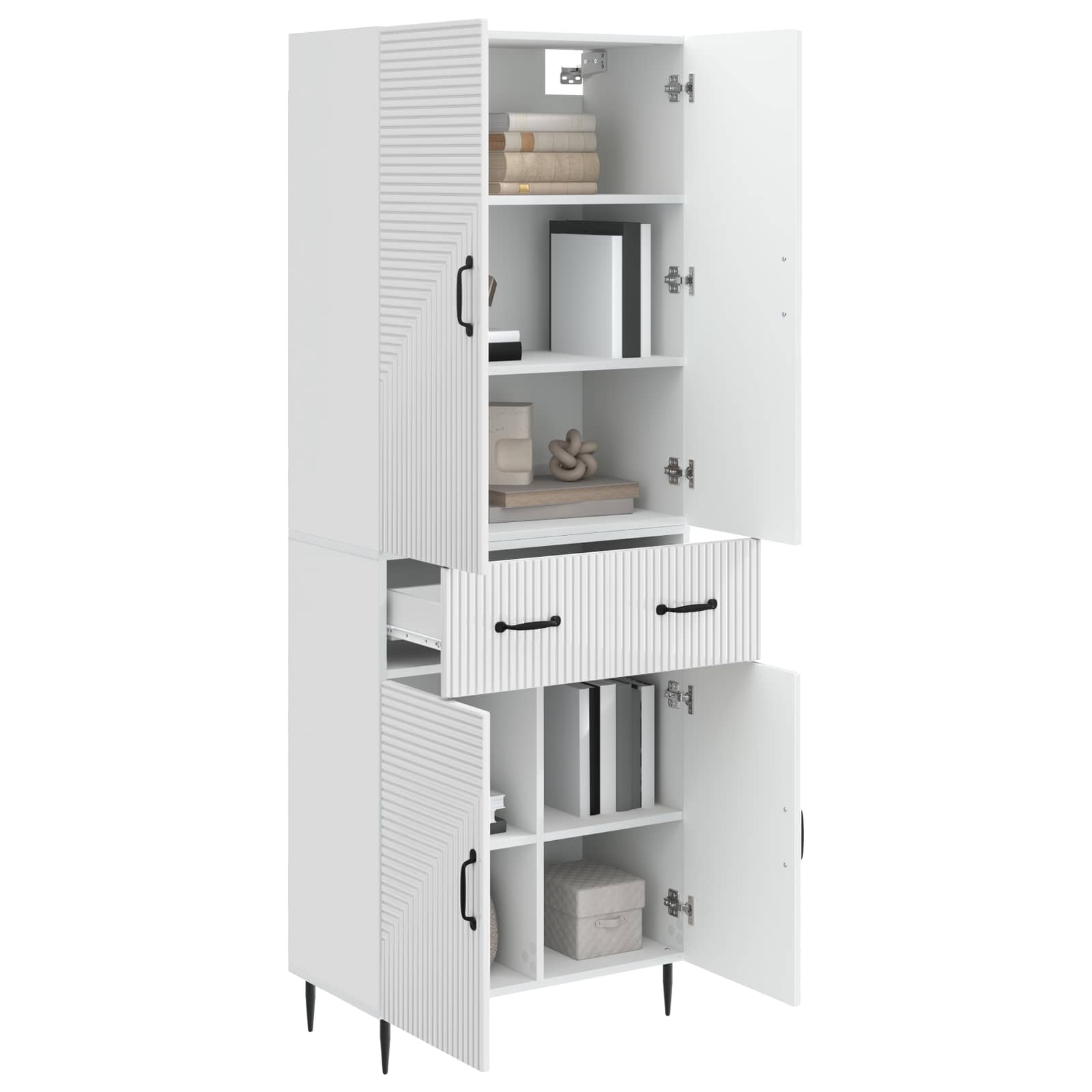 Schrankset 2 pcs Hochglanz Weiß 66 x 34,5 x 89,5 cm