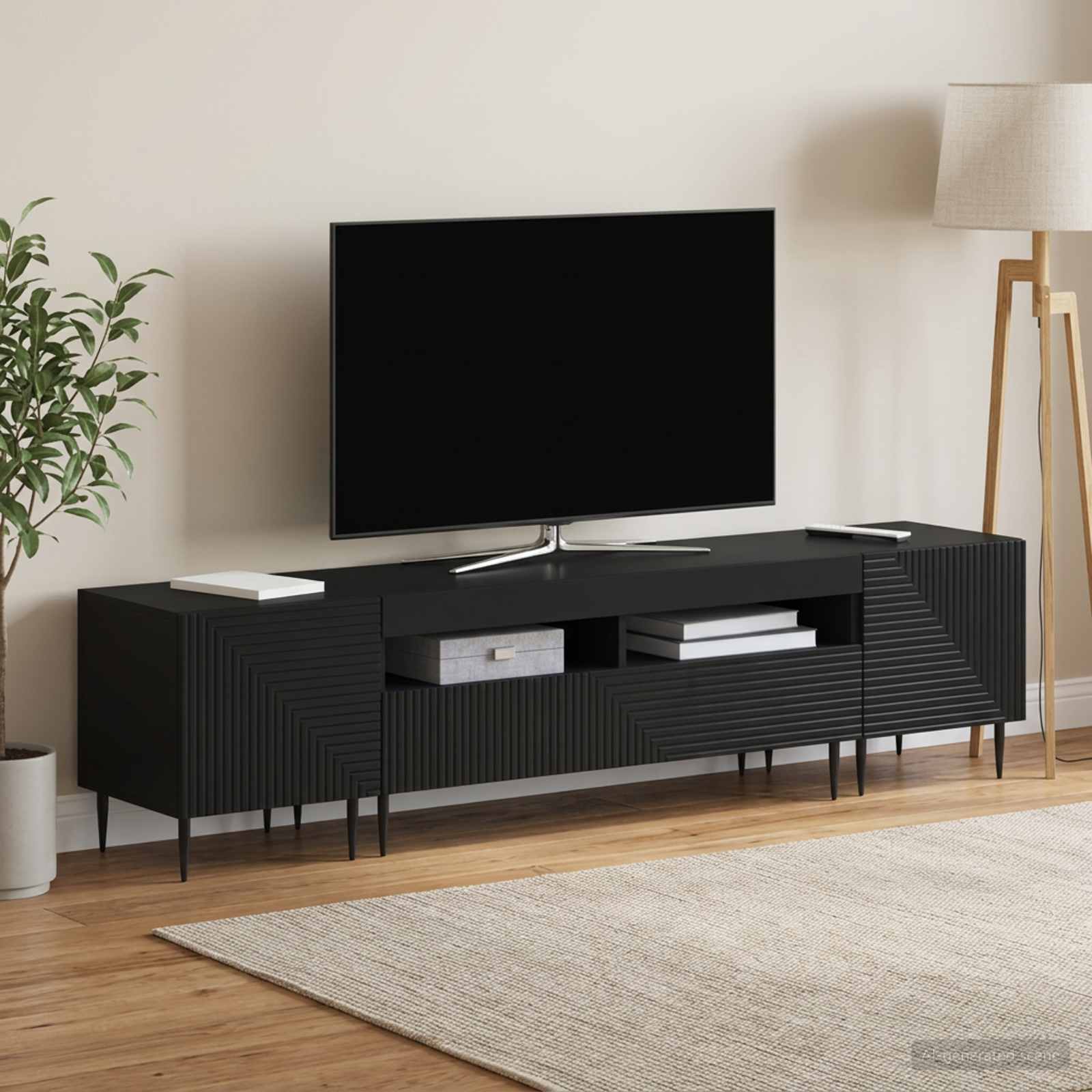 3-teiliges LED TV Regal Schwarz Holzwerkstoff