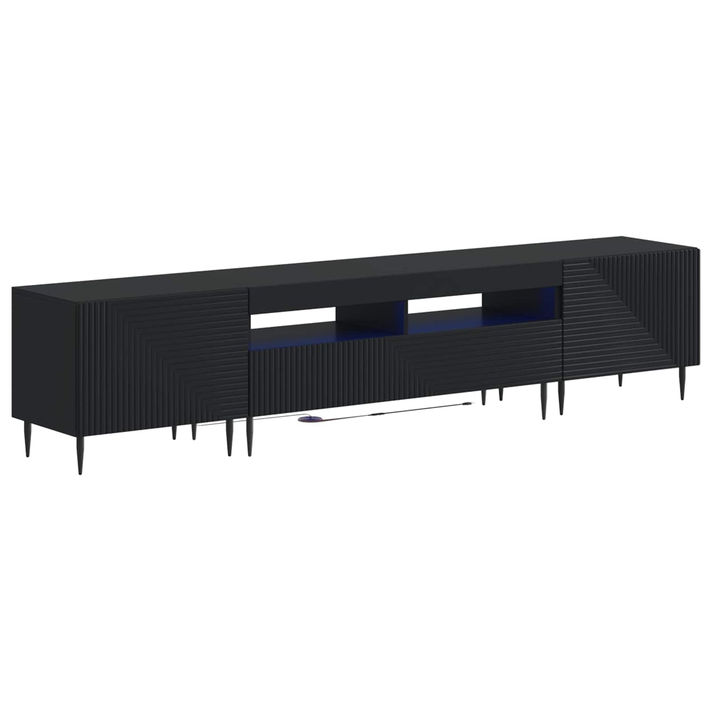 3-teiliges LED TV Regal Schwarz Holzwerkstoff