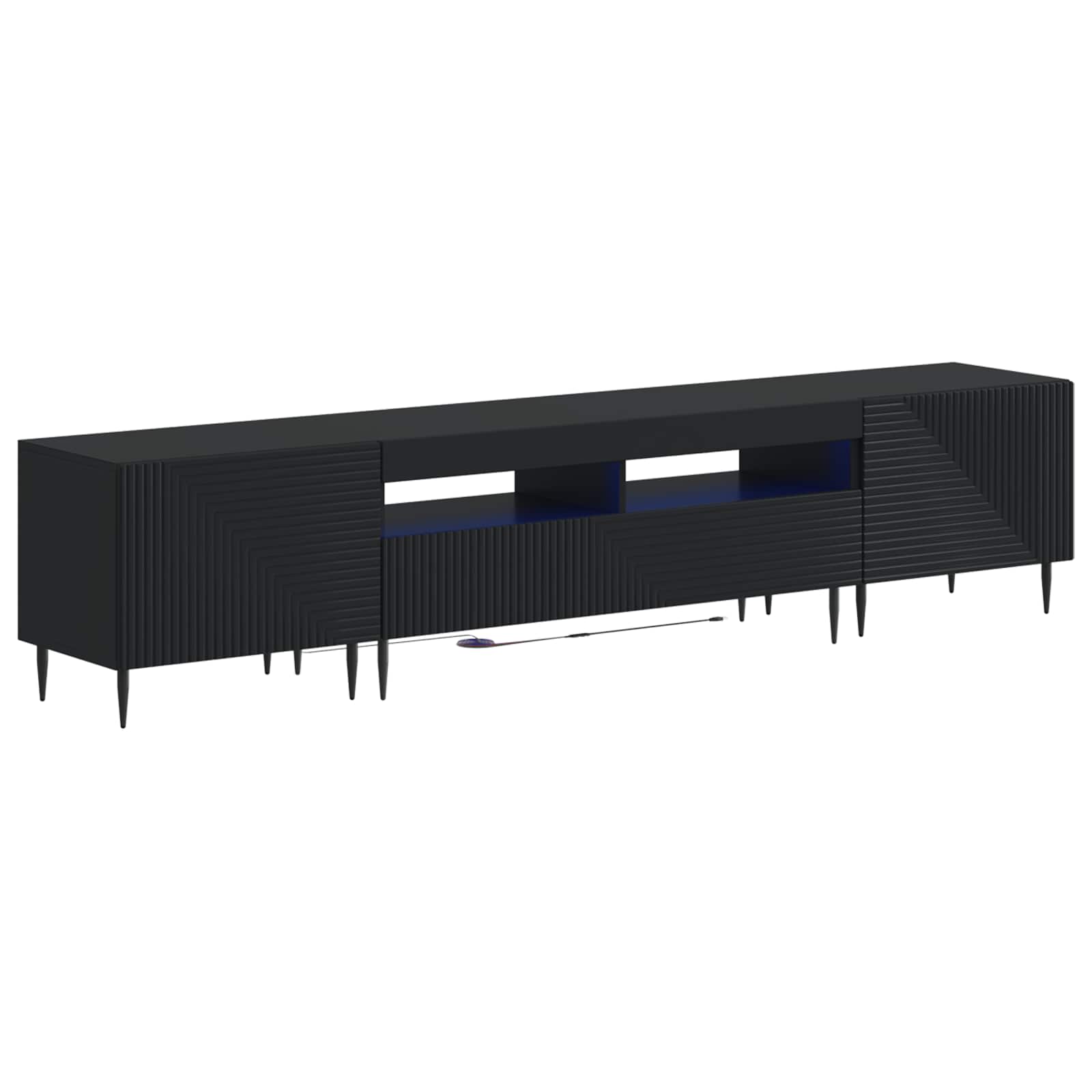 3-teiliges LED TV Regal Schwarz Holzwerkstoff