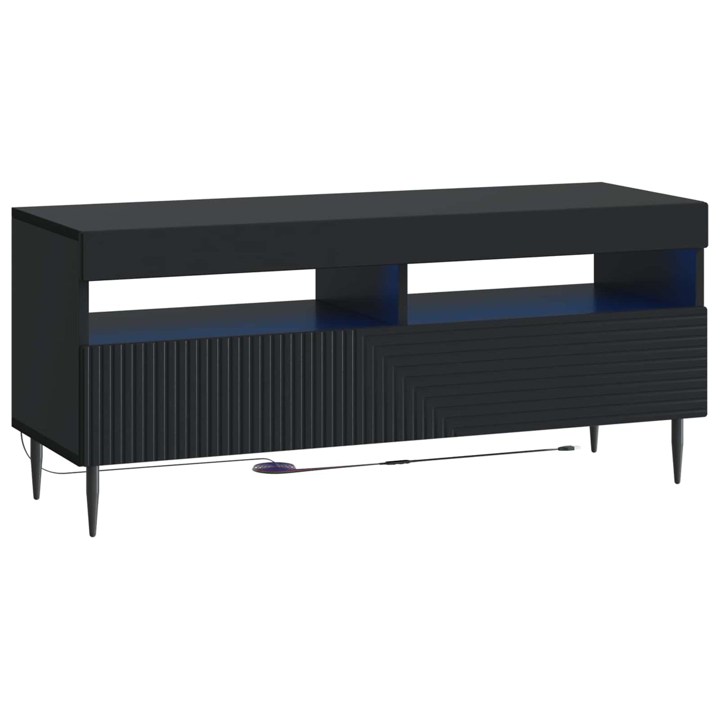 3-teiliges LED TV Regal Schwarz Holzwerkstoff