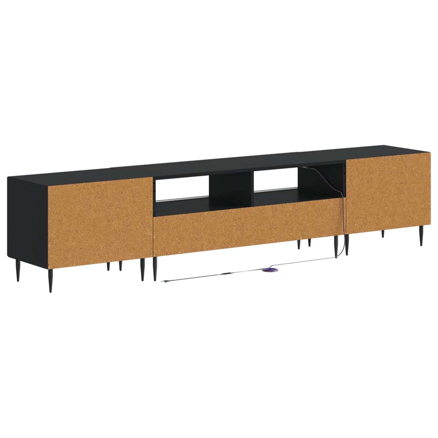 3-teiliges LED TV Regal Schwarz Holzwerkstoff