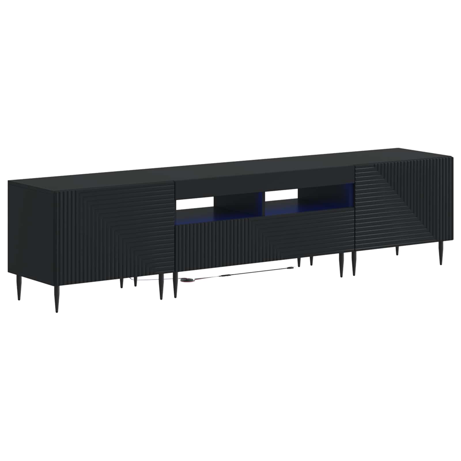 3-teiliges LED TV Regal Schwarz Holzwerkstoff