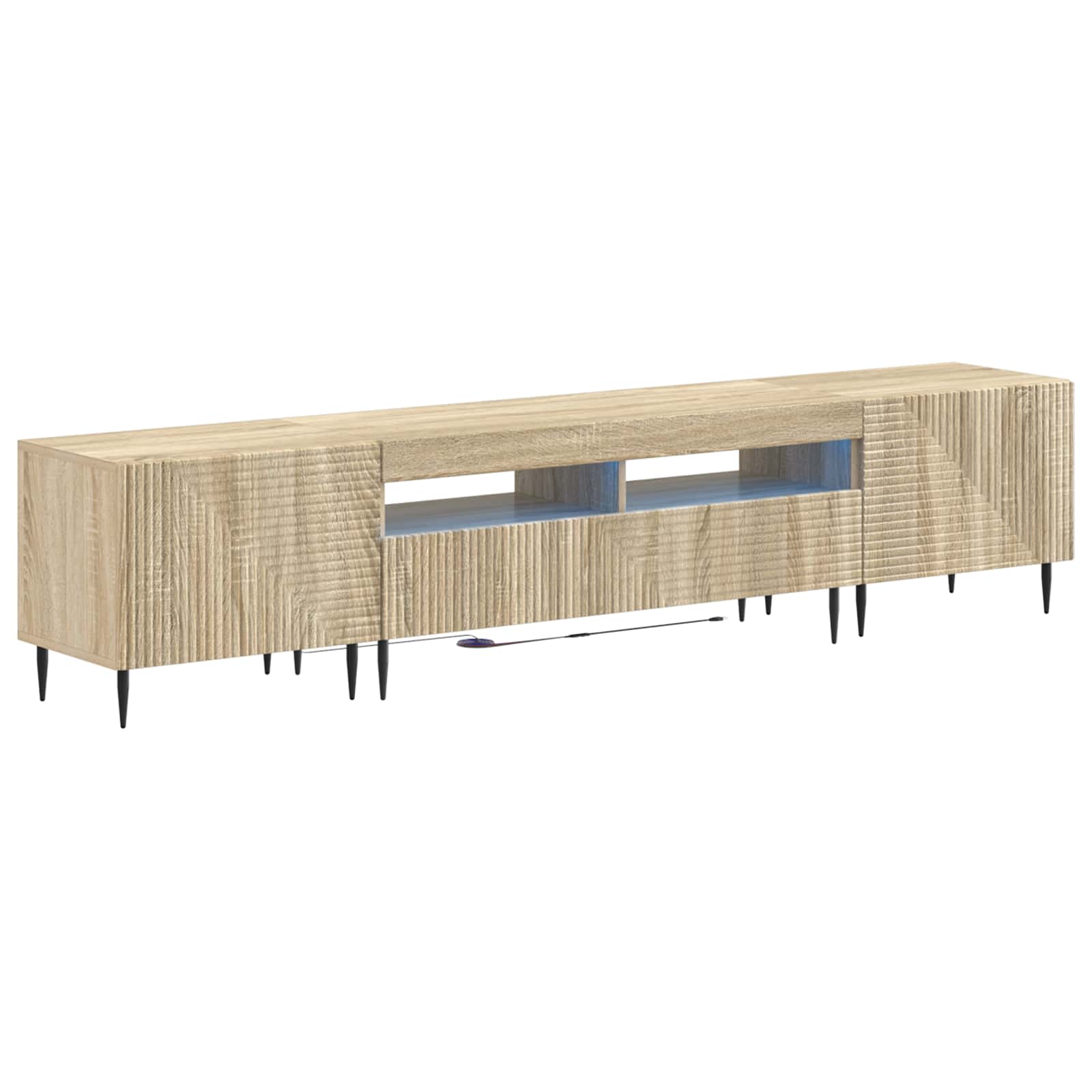 3-teiliges LED TV Regal Sonoma-Eiche Holzwerkstoff