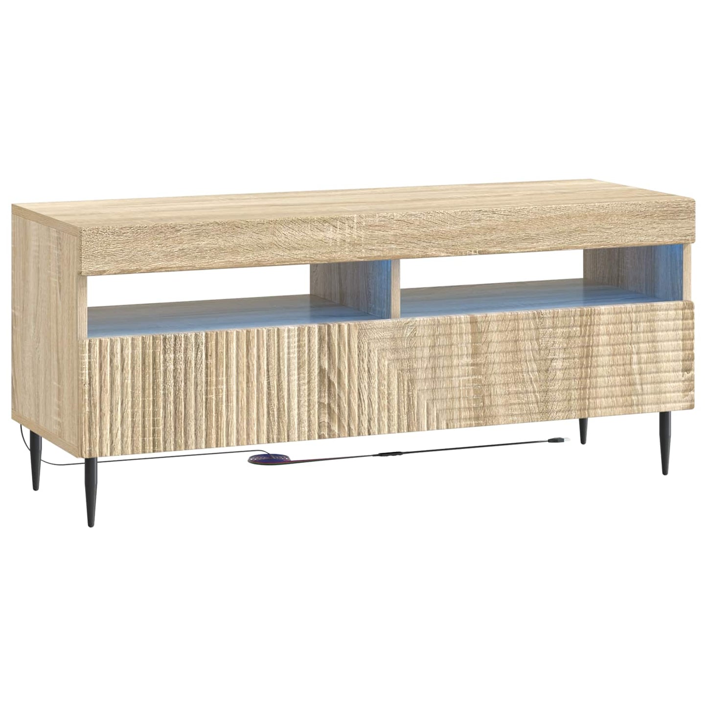 3-teiliges LED TV Regal Sonoma-Eiche Holzwerkstoff