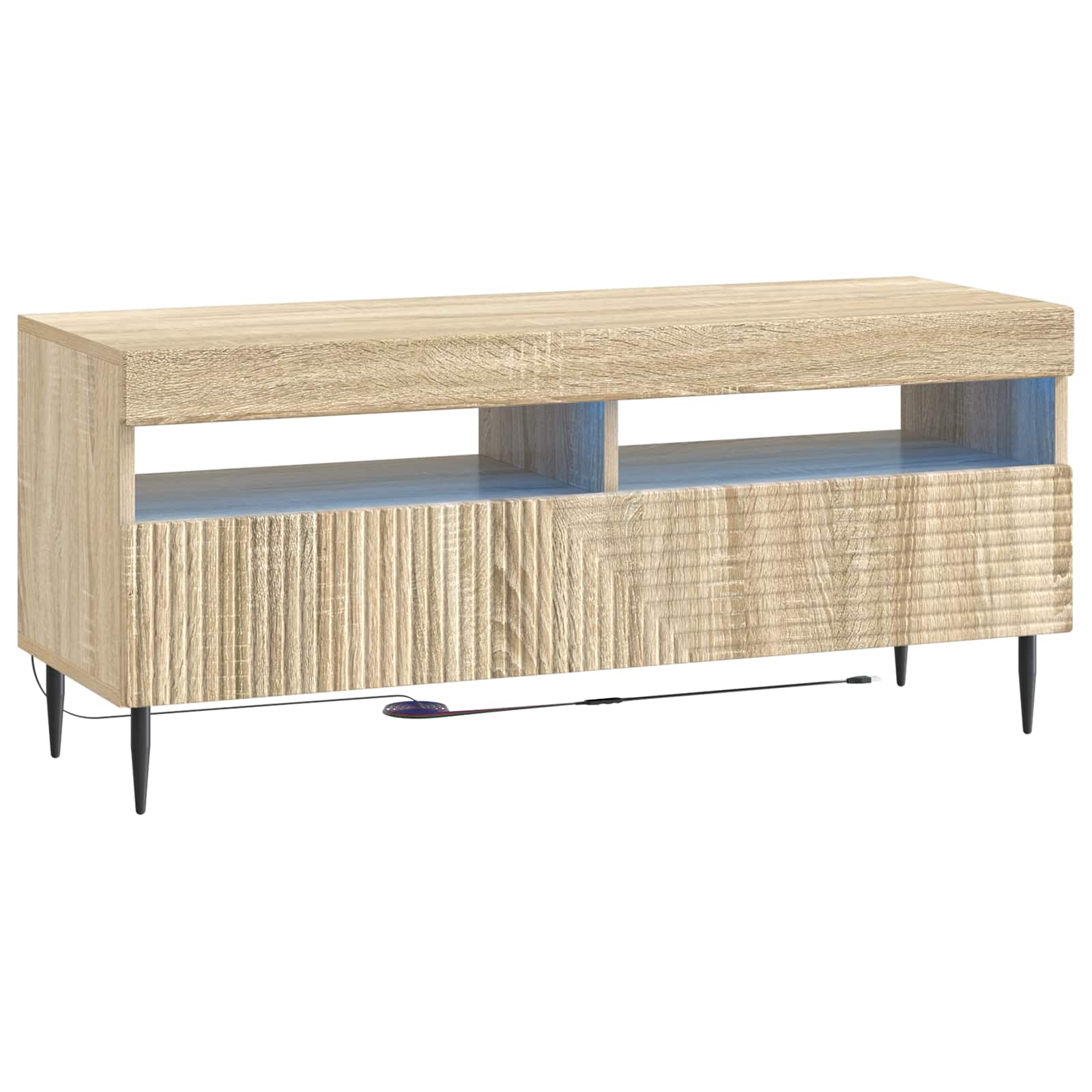3-teiliges LED TV Regal Sonoma-Eiche Holzwerkstoff