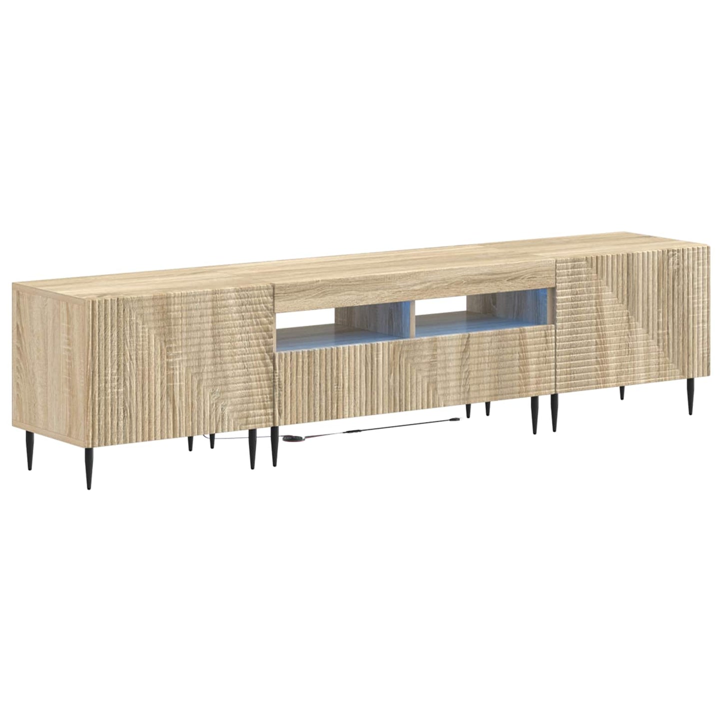 3-teiliges LED TV Regal Sonoma-Eiche Holzwerkstoff
